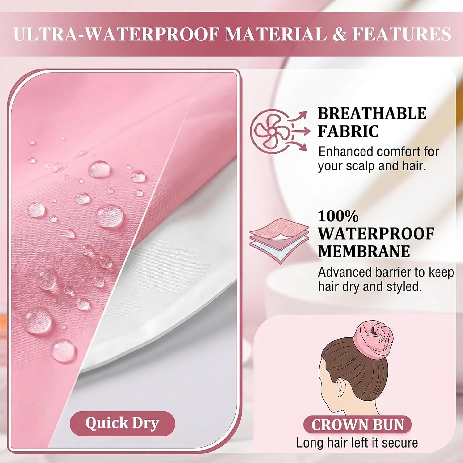 2 Pcs Crown Washing Shower Cap,For Shower Gym Travel Pool Beach, Time Saver