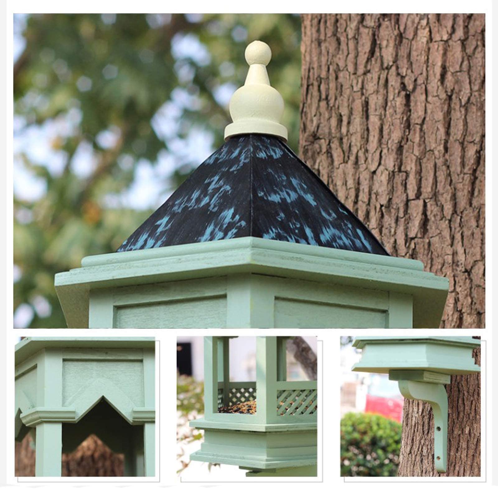 Colgante Casa gótica para pájaros, comedero para pájaros, Madera Maciza, Resistente a la Lluvia, casa para pájaros, decoración de Villa, casa de Familia Alimentación