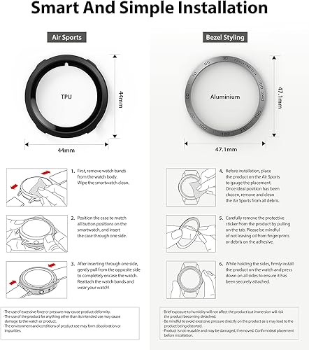 Miniatura 8 de Ringke Deportes aéreos + estilo bisel Compatible con Samsung Galaxy Watch 4 de 1.732 pulgadas, funda flexible de poliuretano termoplástico a prueba