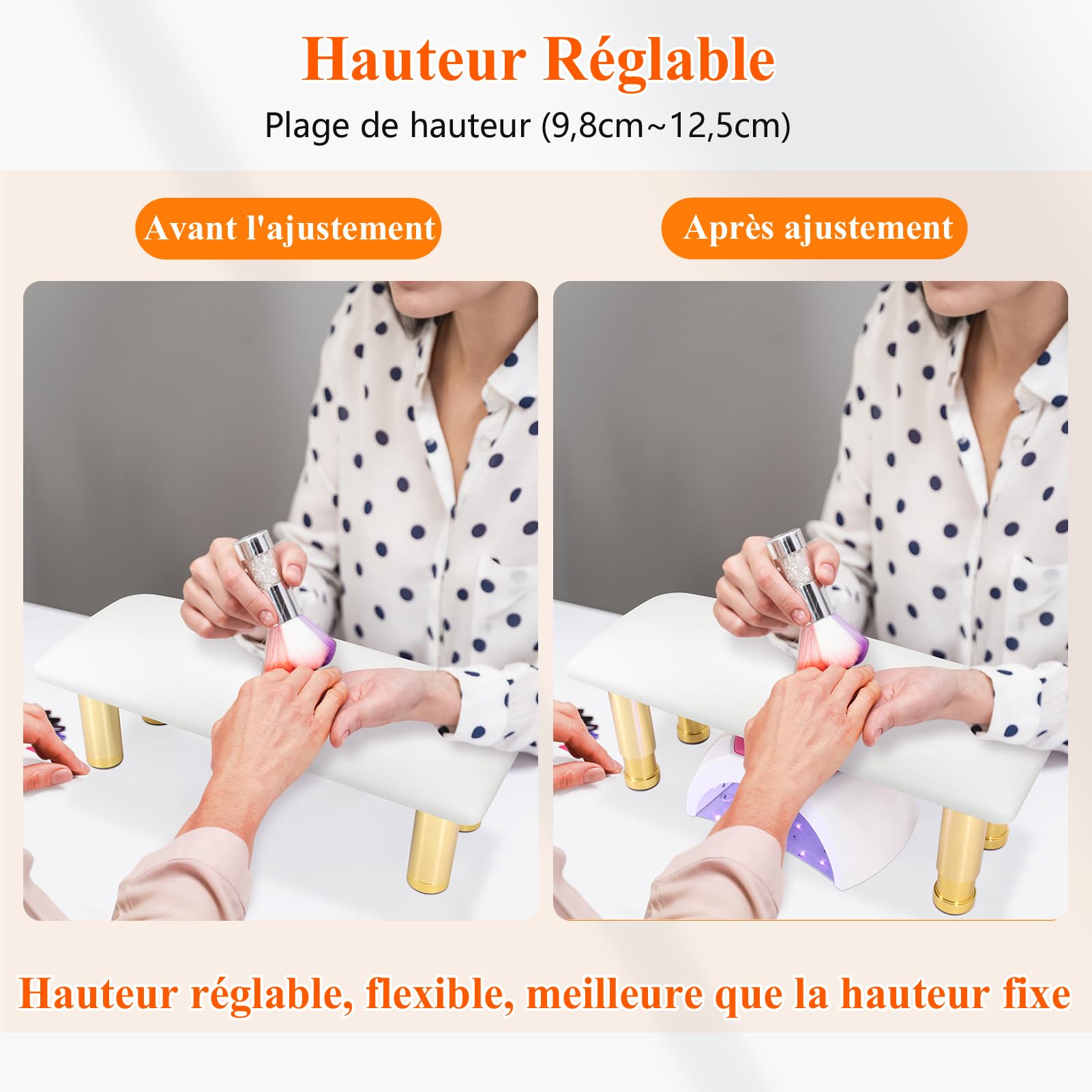 Repose Main Manucure, Réglable en Hauteur Repose Main Ongle, Professionnel Oreiller à main pour Repose-bras à Ongles, Coussin Manucure Coussins Repose-Main Pour Manucure Femmes Filles, HR601