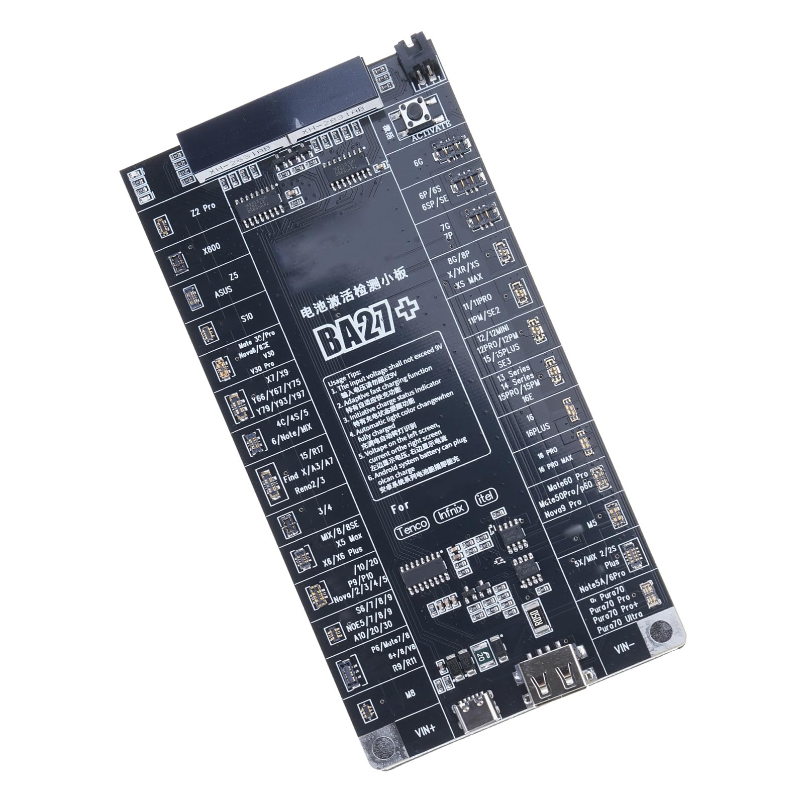 Module d'activation de batterie smartphone de maintenance à affichage LED