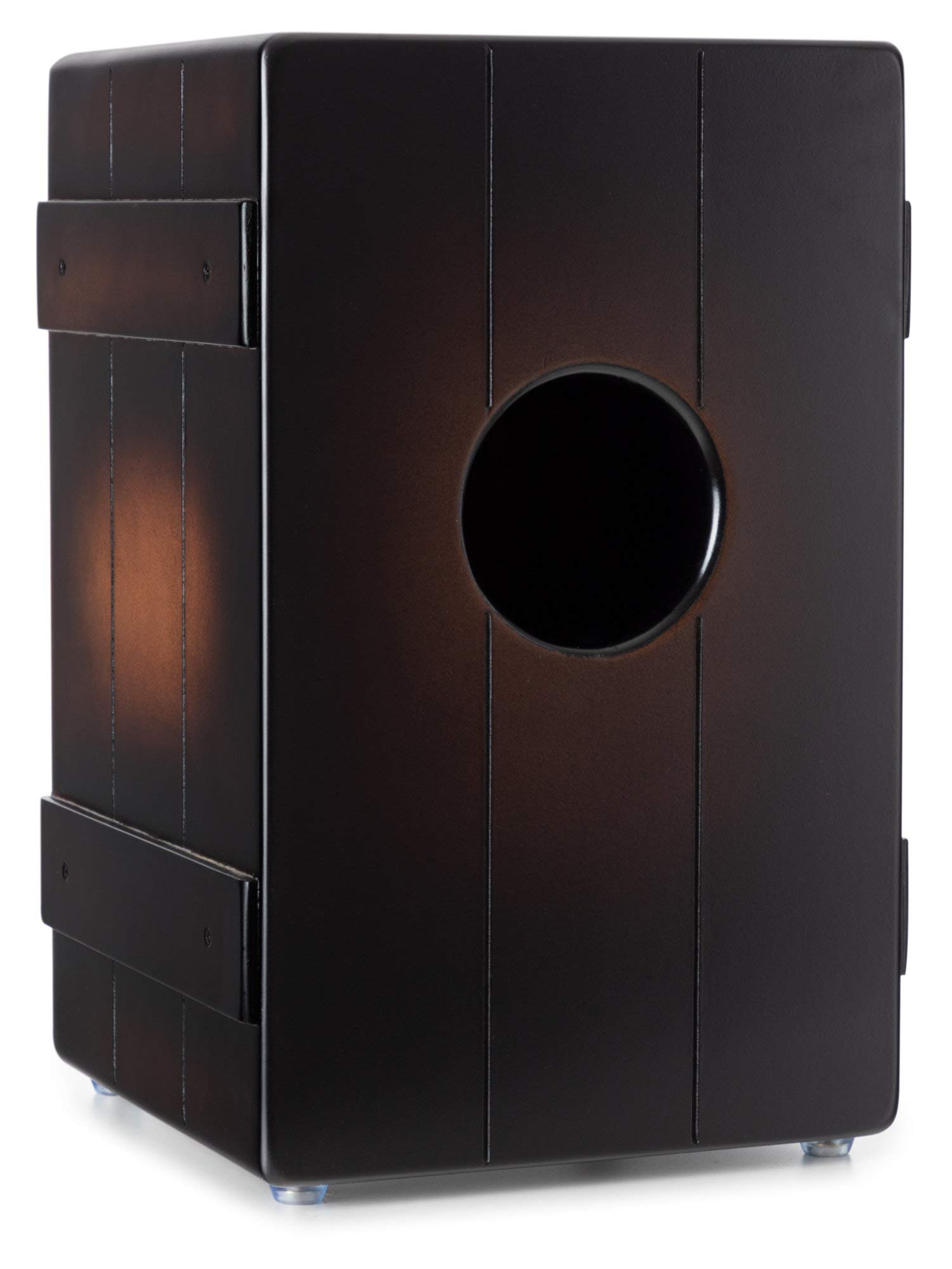 XDrum Design Series Cajon "Rum", Cajón de diseño con estampado vintage | Puerto de graves integrado, Cuerpo: HPL (High Pressure Laminate), Mitad superior de la superficie de golpe atornillada, 5 cm