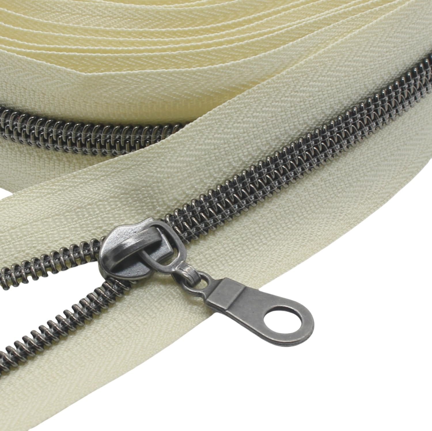 MebuZip #5 Gunmetal Nylon Coil Zippers by The Yard Bulk 10 Yards Beige