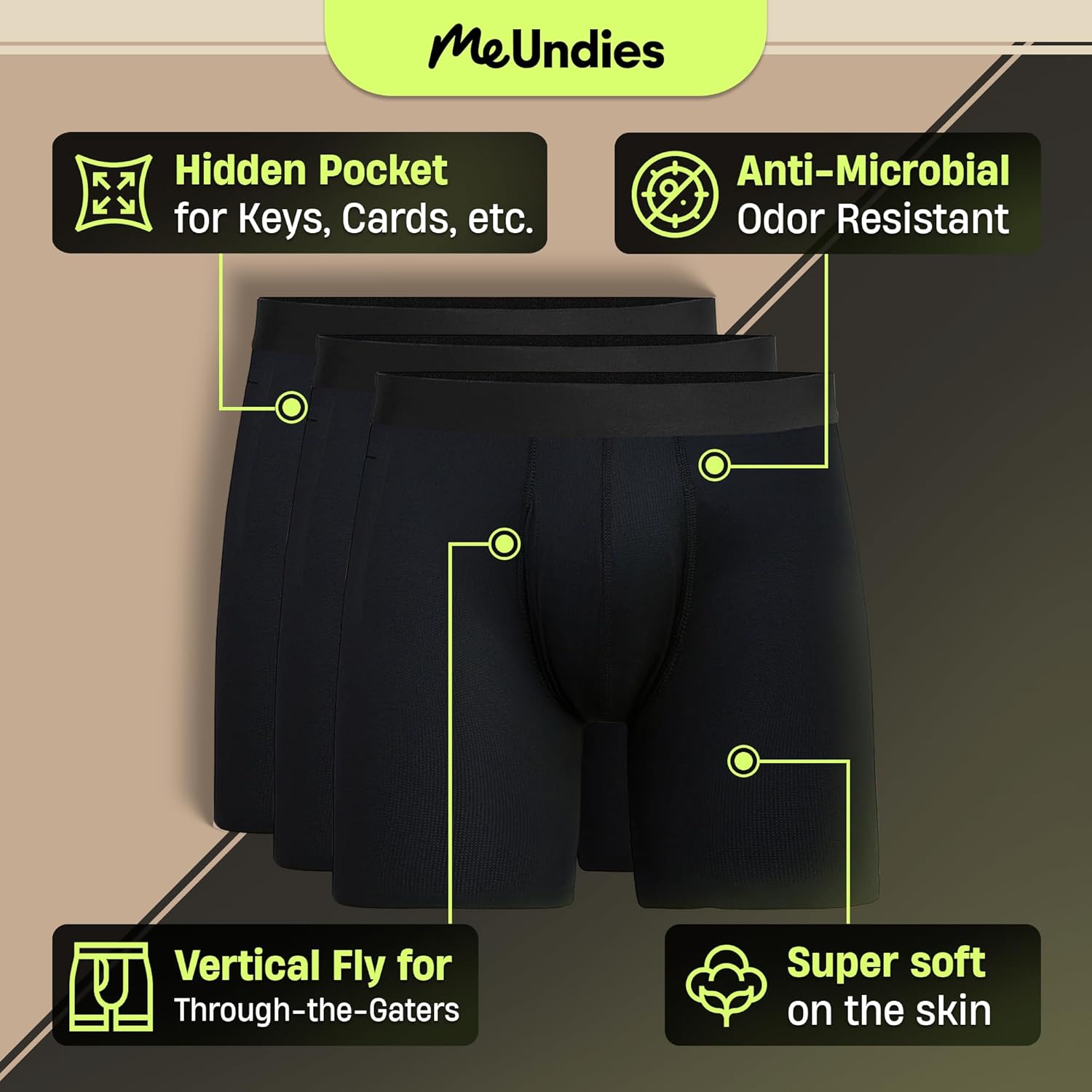 MeUndies – Men’s Breathe Boxer Brief w/Fly, Moisture Wicking, Anti Odor, Quick Dry Active – Men’s Underwear – 3 Pack - Image 2