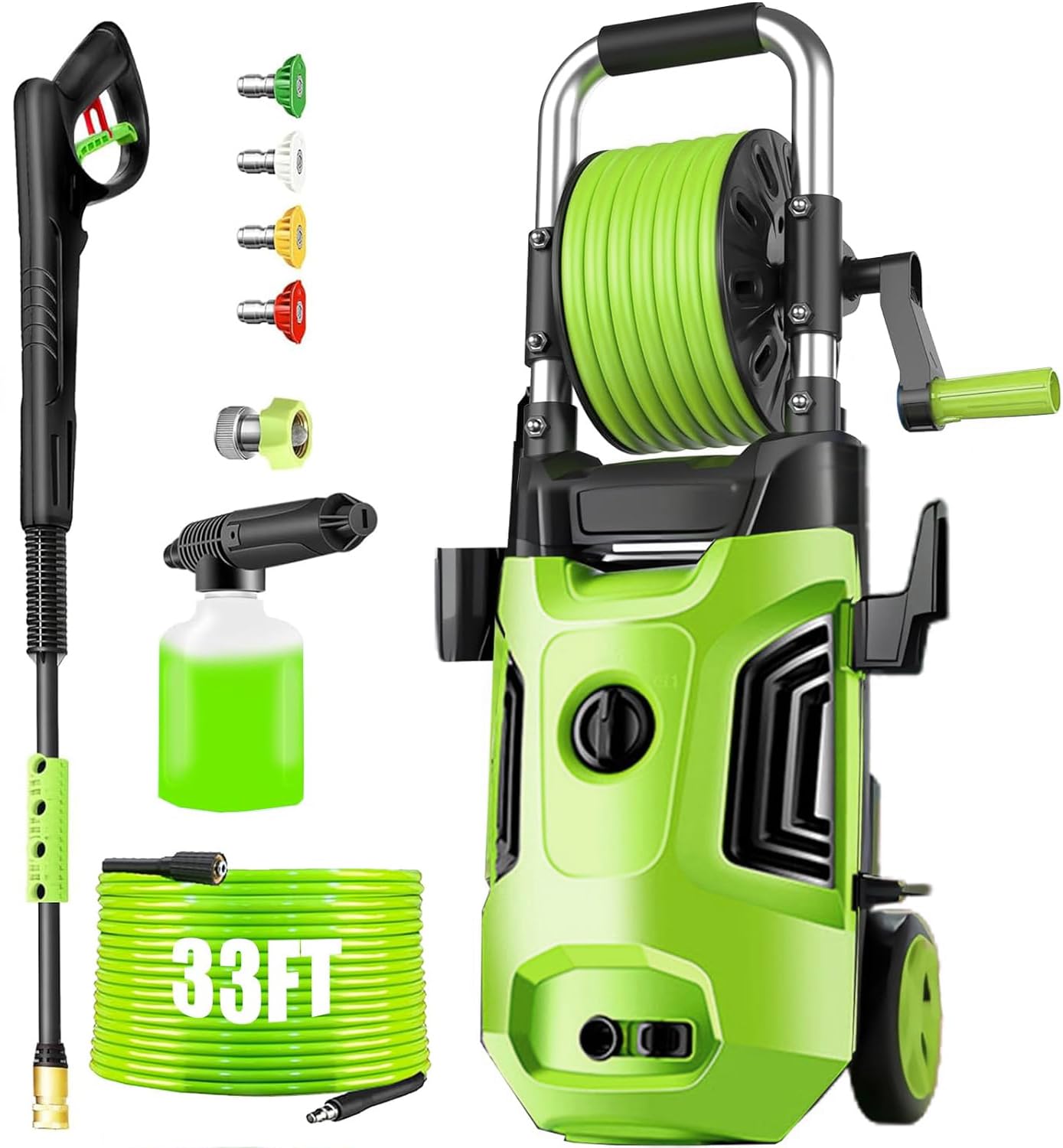 4800PSI Power Cleaner 2026 New Potable Power Cleaner with 33FT Hose 4 Nozzle Set Best for Home Cars