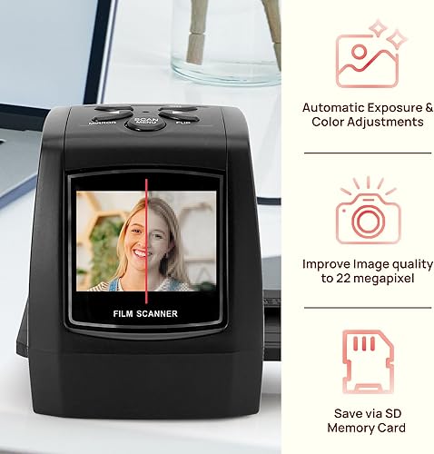 Miniatura 6 de Pyle Escáner de película fotográfica de 2.4 pulgadas, digitalizador de diapositivas, convertidor de imagen digital de 1.378 in con salida de TV y