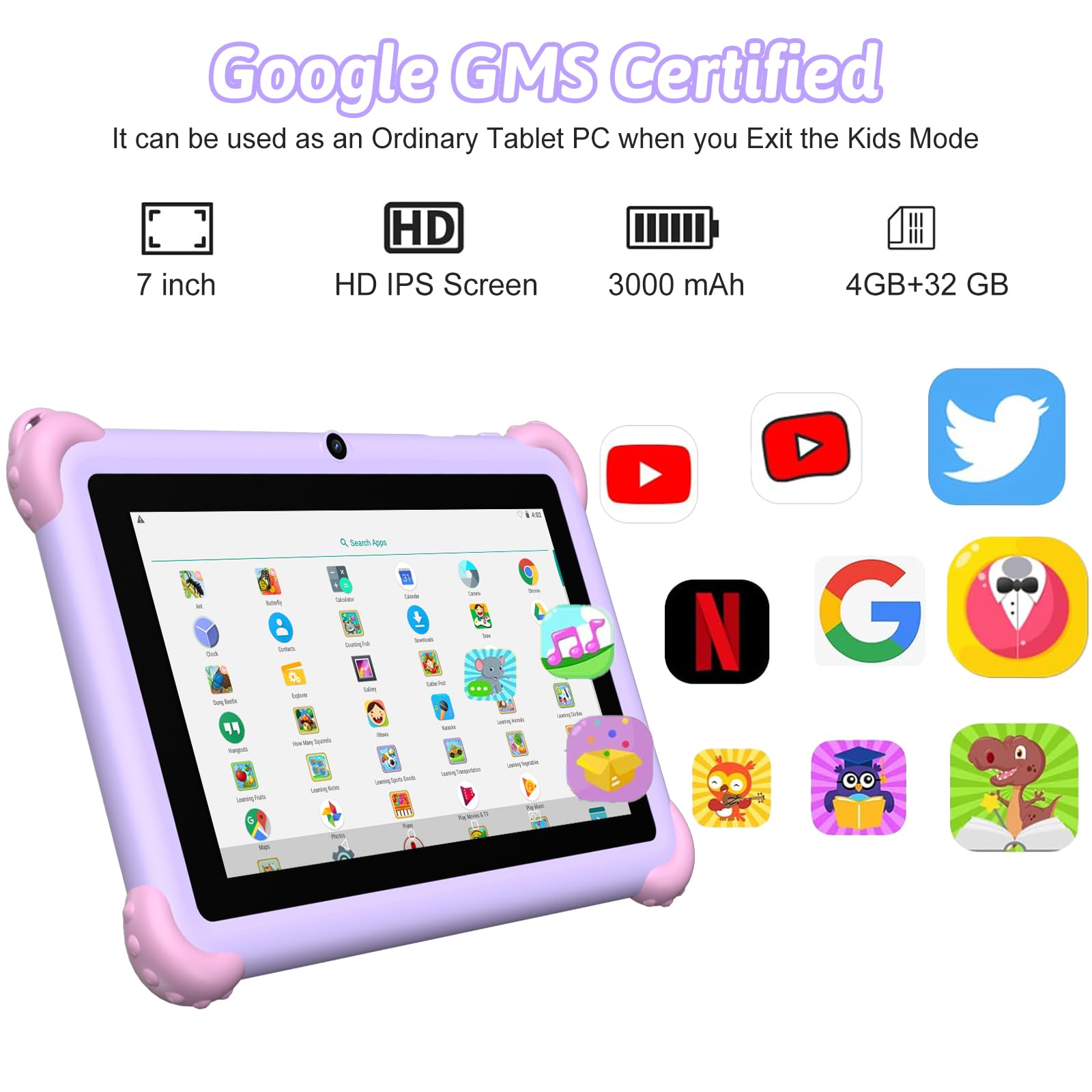 Aheadthink Kids 7 inch Tablet (Purple) : Amazon.in: Toys & Games