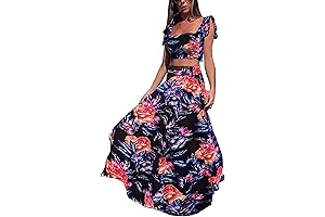 Vakkest Womens Summer Sexy 2 Pieces Outfits Ruffle 2023 Long Dress