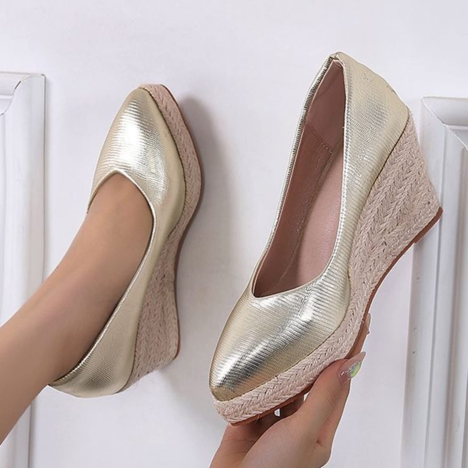 Sandalias Cruzadas Sandalia Cuña Comoda Mujer Zapatos de con de cuerda paja otoño nuevas alpargatas con punta en gruesa zapatos tacón sin cordones Sandalias Tacon Bajo Chanclas Mujer Comodas