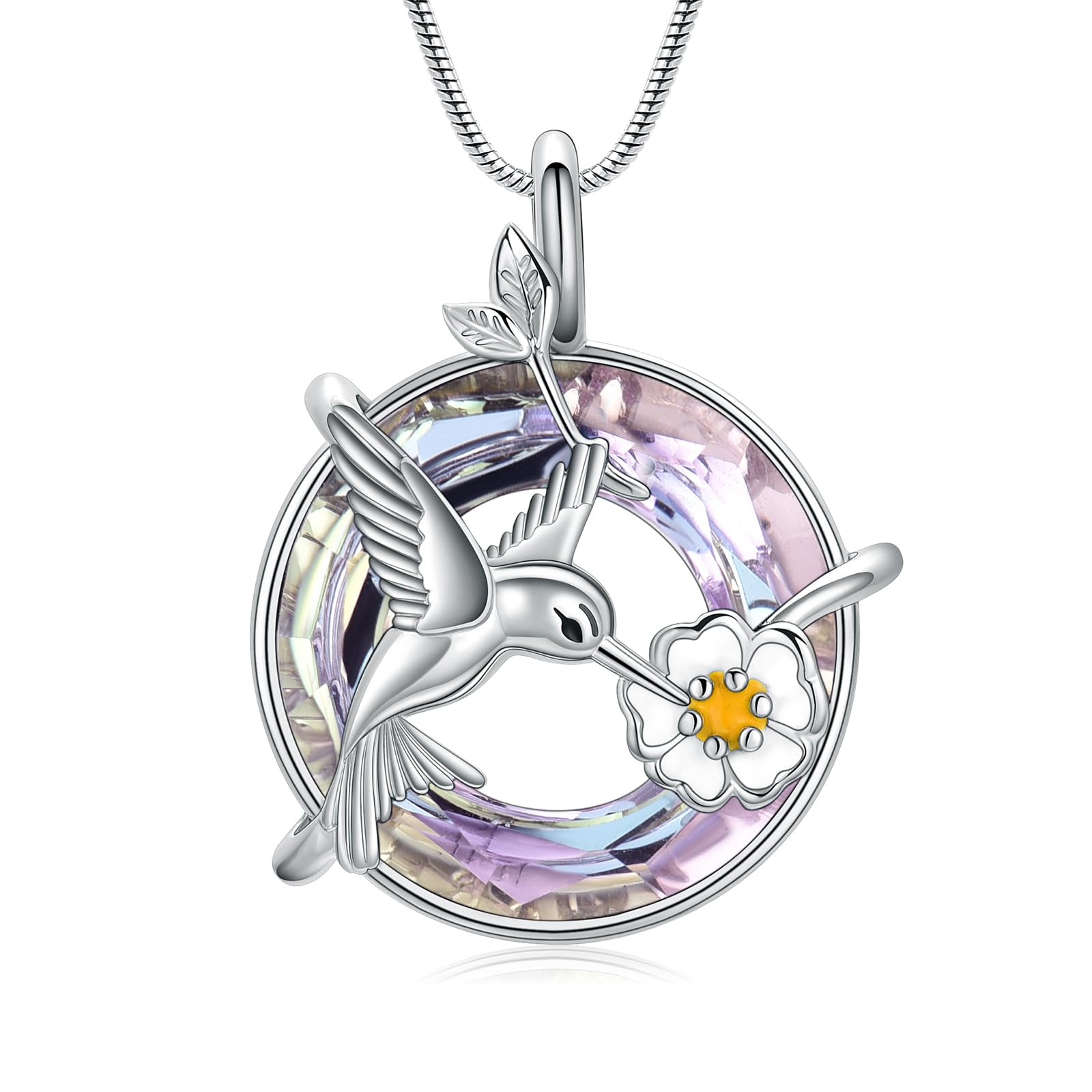 VCCWYQK Hummingbird Urn Necklace for Women Ashes Stainless Steel Bird Pendant Cremation Ashes Necklace with Crystal for Human Pets