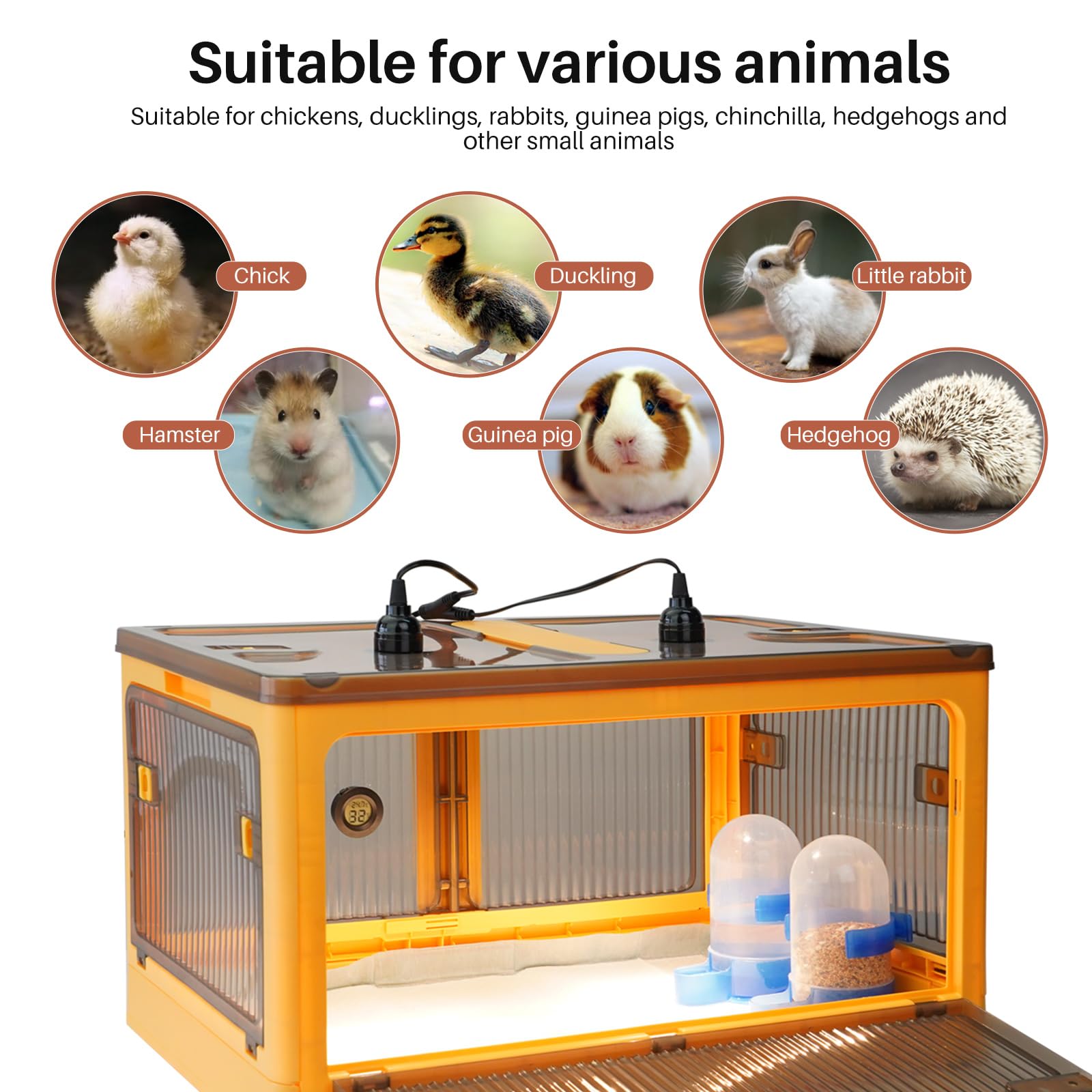Criadora De Pollitos, Incubadora Visual Calentadores, 4 Lámpara de Calor 50W, Comederos Y Bebederos Automáticos, Caja De Cría Para Aves, Pájaros, Reptiles, Codornices, Cachorros Y Gatos