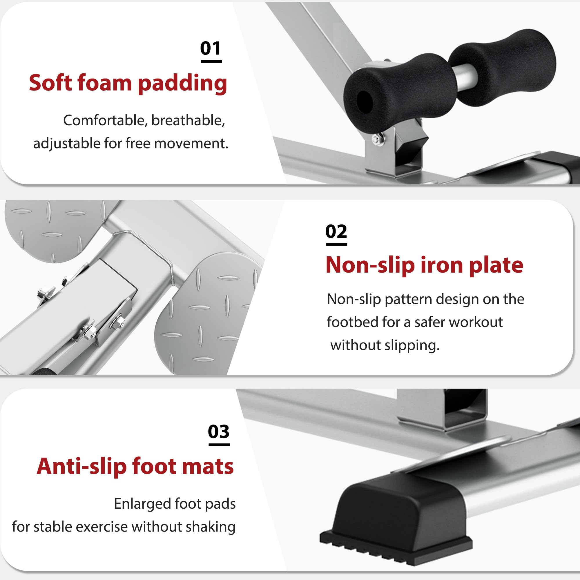 sogesfurniture Hyperextension per addominali e schiena, regolabile in altezza in 7 posizioni, pieghevole, panca romana, attrezzo per allenamento multifunzionale, per casa, fitness, fino a 100 kg