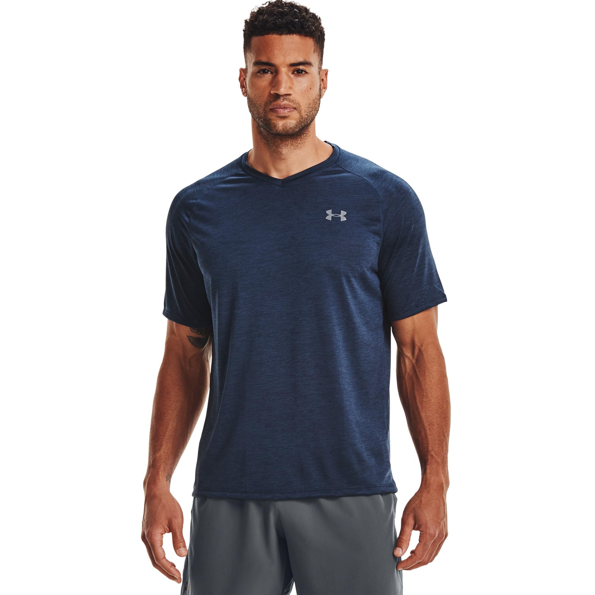 Under Armour Men's Tech 2.0 V-Neck Short-Sleeve T-Shirt, Academy Blue (408)/Steel, 4X-Large Tall