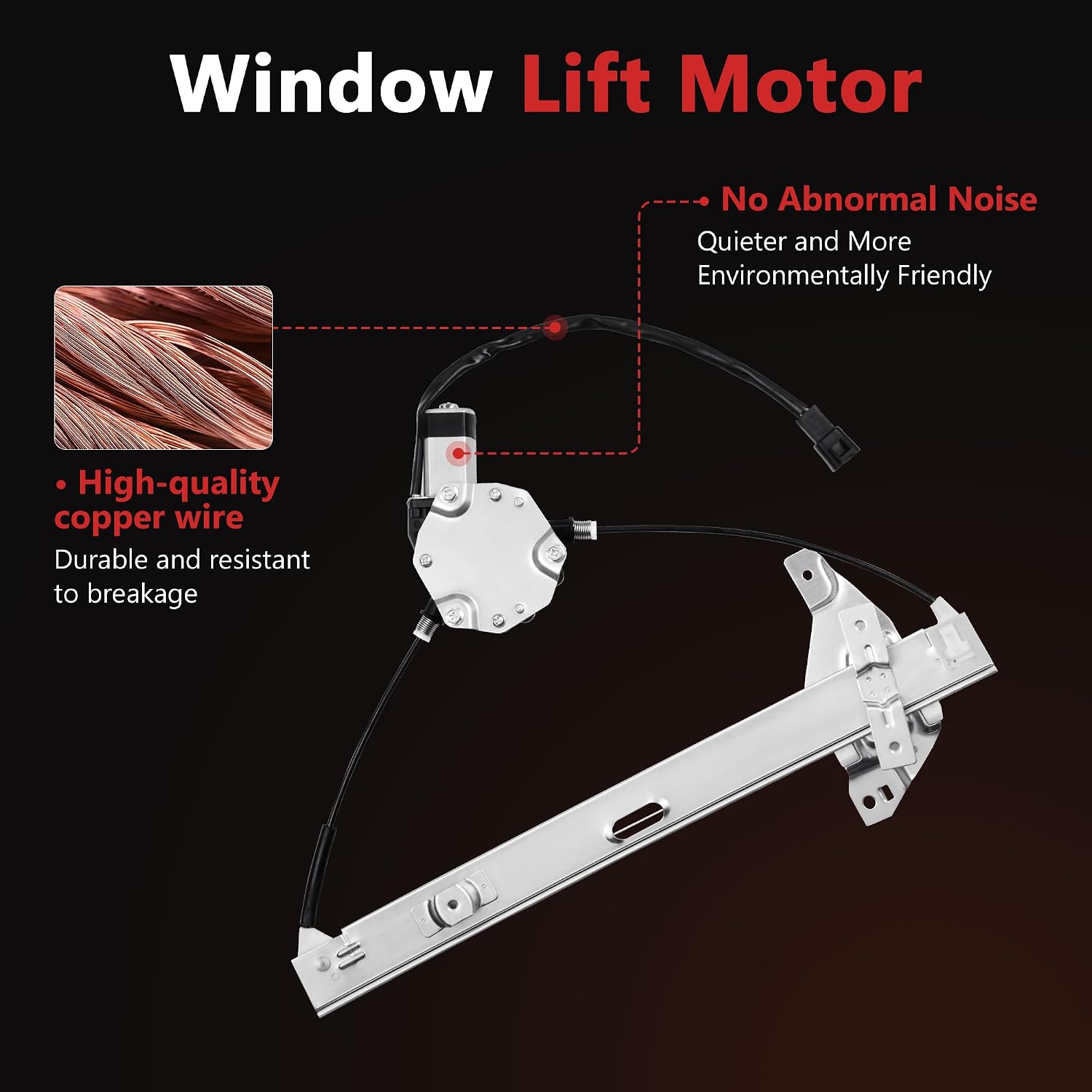 HYR Front Driver Side Power Window Regulator with Motor Fit for 2006-2013 Chevrolet Chevy Impala, 2014-2016 Impala Limited Sedan, 748-172 (2 Pins)