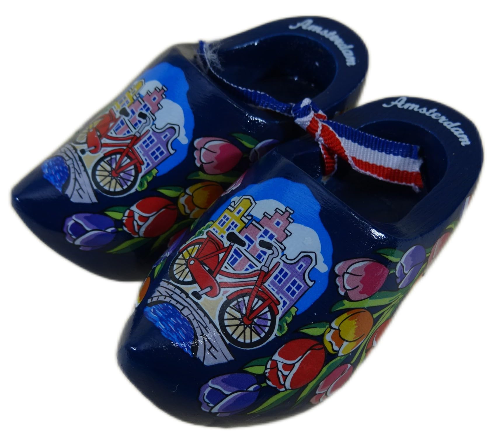 Generisch 2er Set Deko Holland Clogs Amsterdam 10 x 5 x 5 cm Fahrrad Grachten Holz Klumpen Figur Deko Halle GMTX 12252