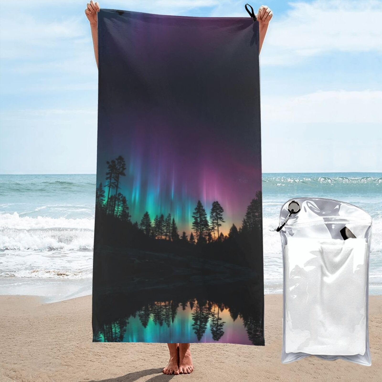 ESNAIUVCD Night Sky Print Beach Towel, Microfibre Sauna Towel, Quick-Drying Fitness Towel, Lightweight And Thin Portable Sauna Towel