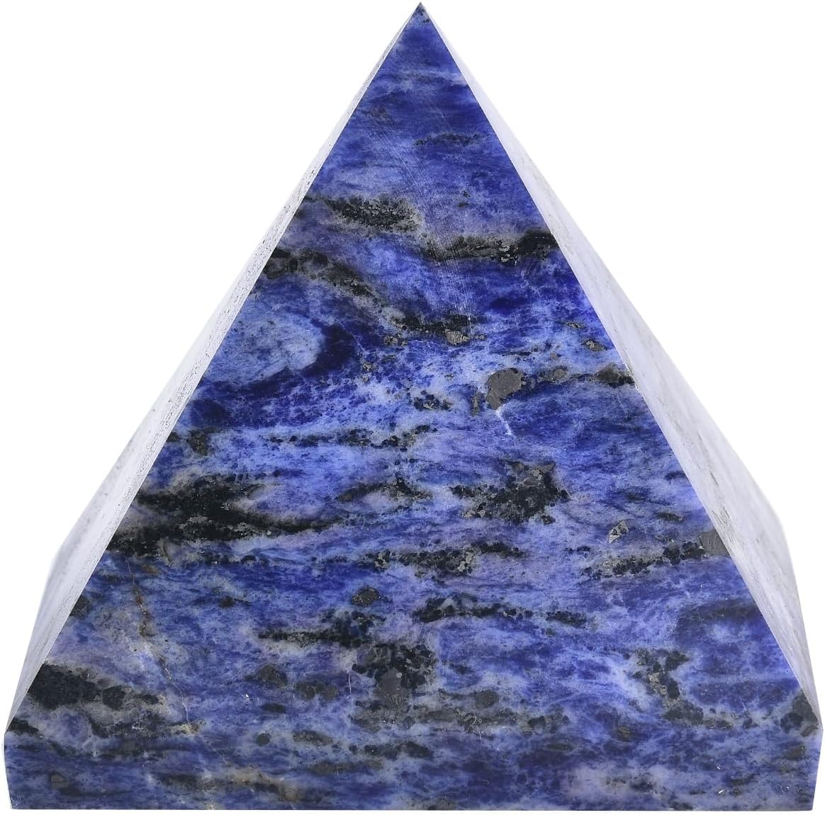 JIC Gem Large Sodalite Pyramid Natural Crystal Pyramid Blue Sodalite Stone Chakra Reiki Healing Energy Meditation Home Decor 90-100 mm / 3.5-4 Inch