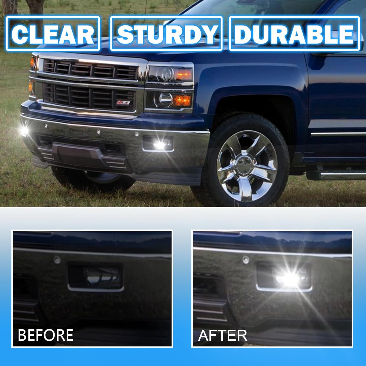 LED Fog Lights Fit for 2007-2015 Chevy Silverado Suburban Avalanche/Tahoe/GMC Sierra 1500 2500HD 3500HD/ 2010-2014 Yukon/ 2007-2008 Cadillac Escalade, Front Bumper Driving Fog Lamps with Clear Lens