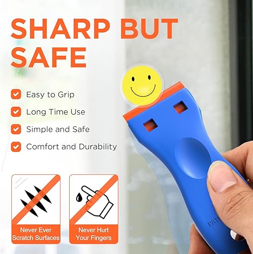 Miniatura 2 de Raspador de plástico para cuchillas de afeitar, 2 unidades de herramientas de raspador con 100 unidades de cuchillas de afeitar de plástico,