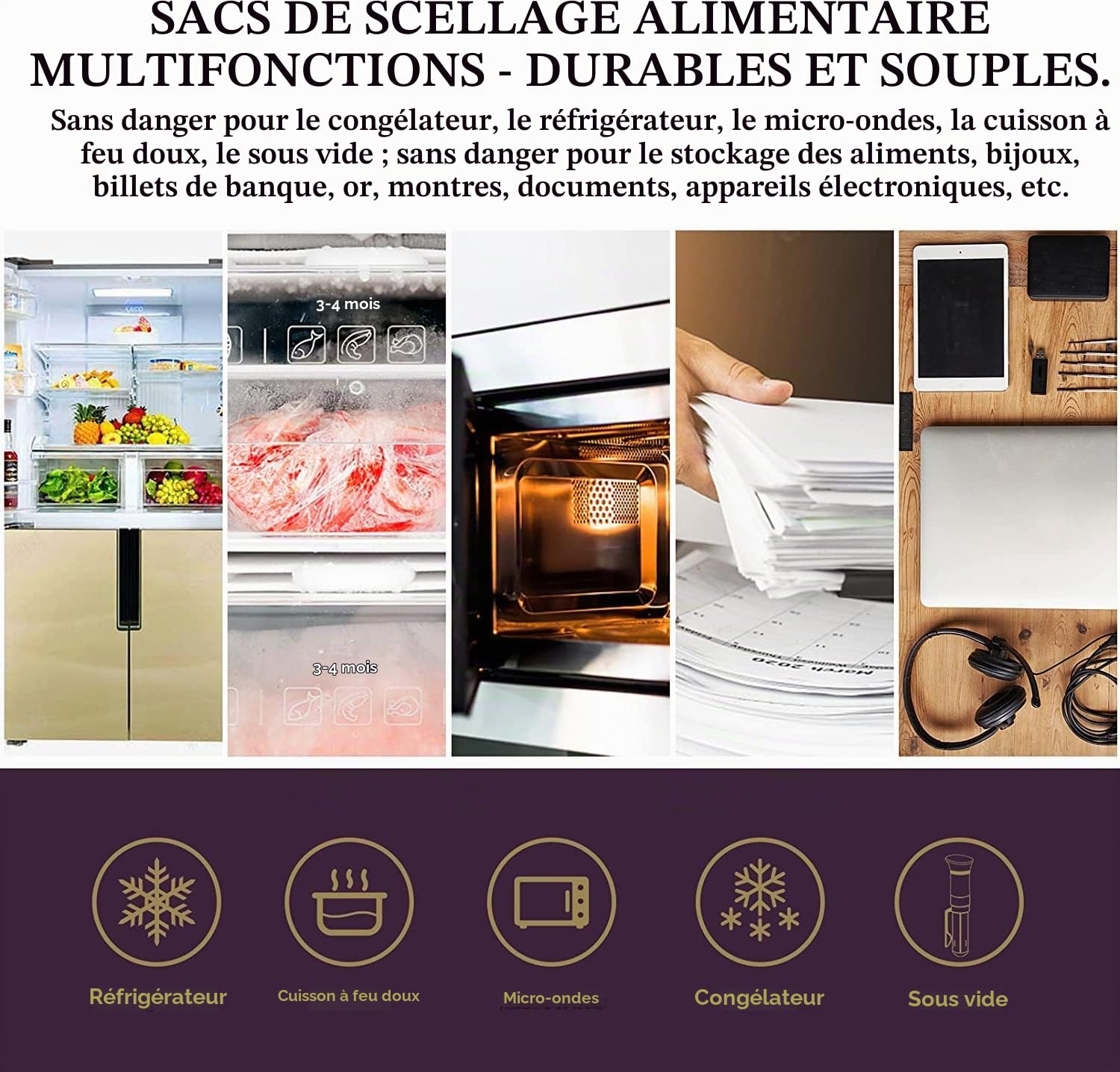 Mesliese Lot de Sacs Sous Vide (3Rouleaux 8"x16' & 3Rouleaux 11"x16')