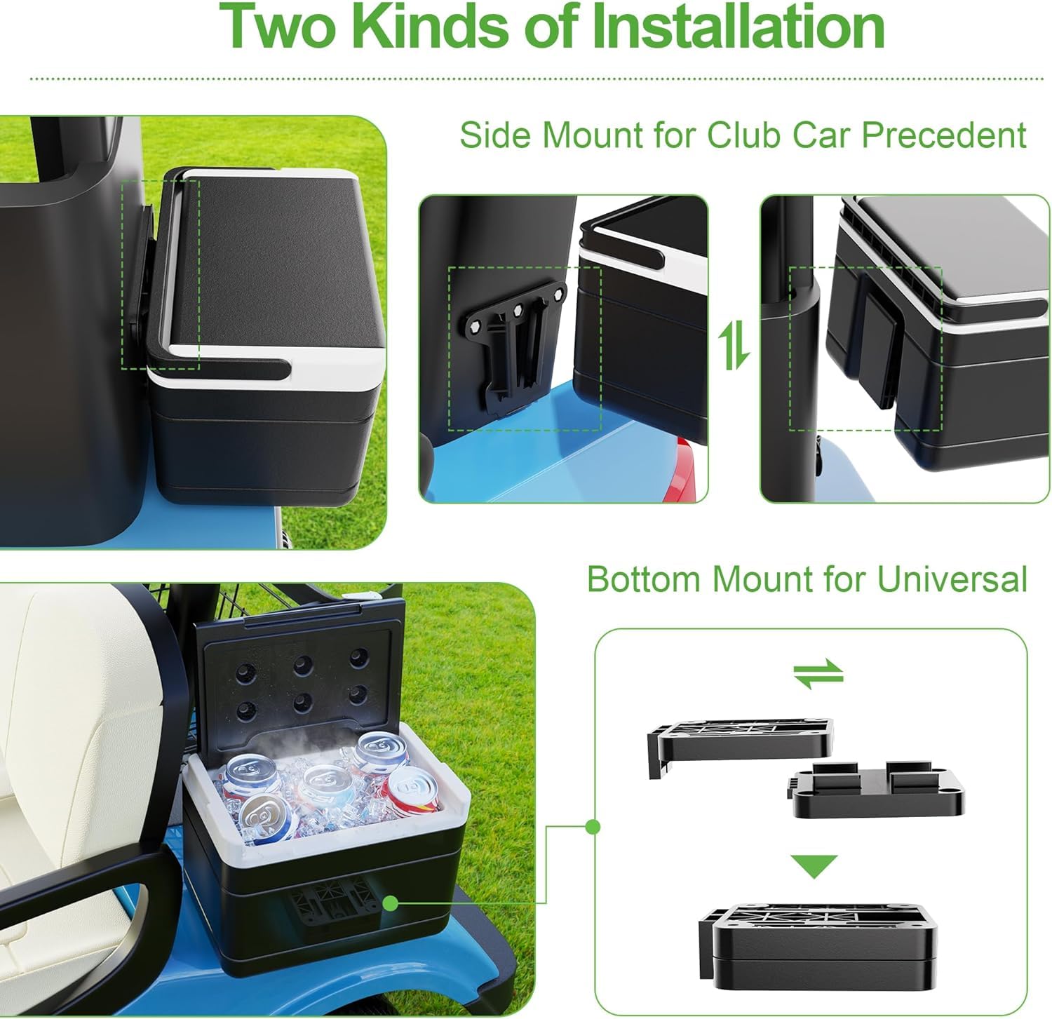 10L0L Golf Cart Ice Cooler Universale Isolato Portatile Cooler Leggero Scatola di Ghiaccio con Kit Staffa di Montaggio per Yamaha, EZGO, Club Car, OEM 102588101 103886801