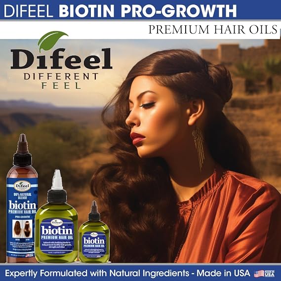 Difeel Biotin Pro Growth Premium Hair Oil 7.1 oz. - Infused with Fortifying Biotin for Healthy Hair Growth