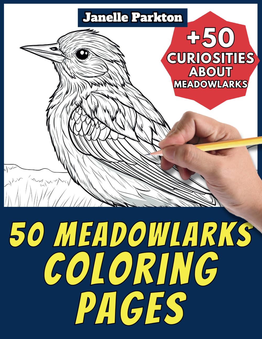 50 Meadowlarks Coloring Pages Book for Kids and Adults: +50 True Facts about Meadowlarks. Coloring Book for Children and Grown-Ups. Color and Learn with Janelle - Animals - Vol. 306