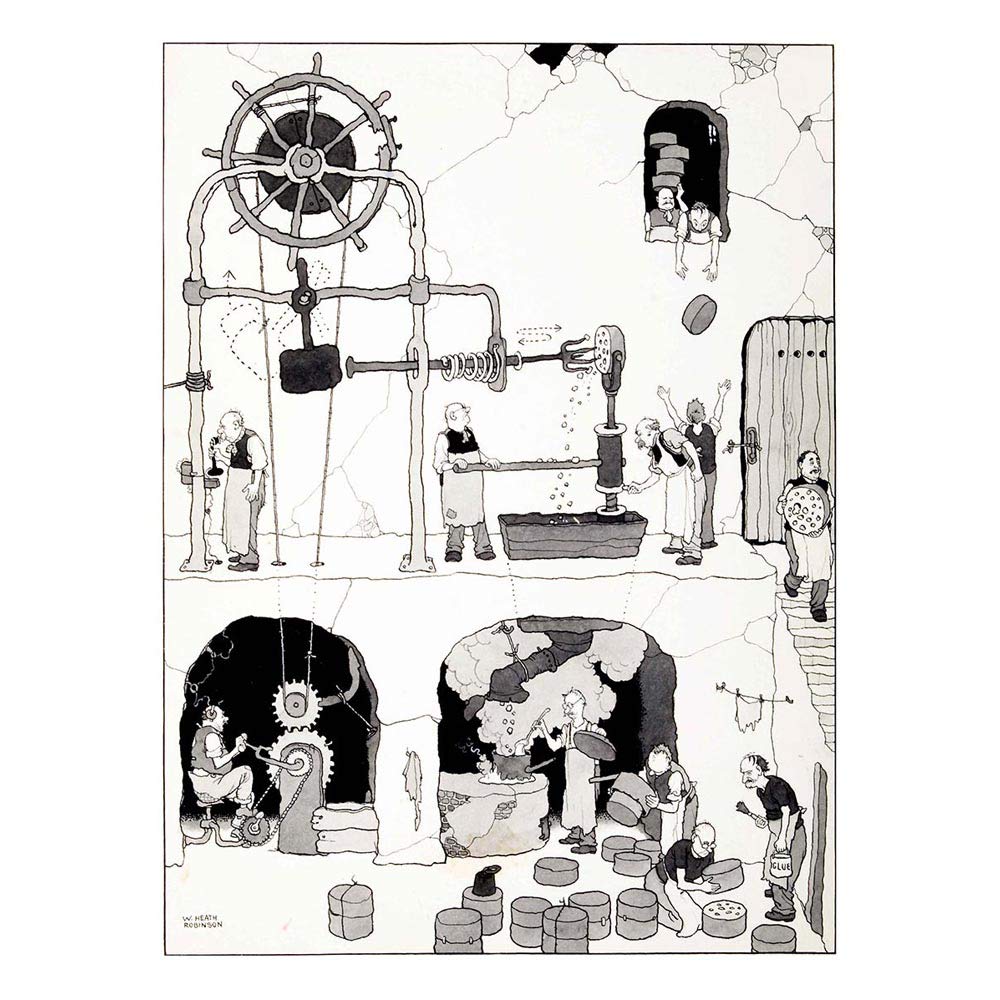 Wee Blue Coo The Man Heath Robinson Art Print Poster Wall Decor 12X16 Inch