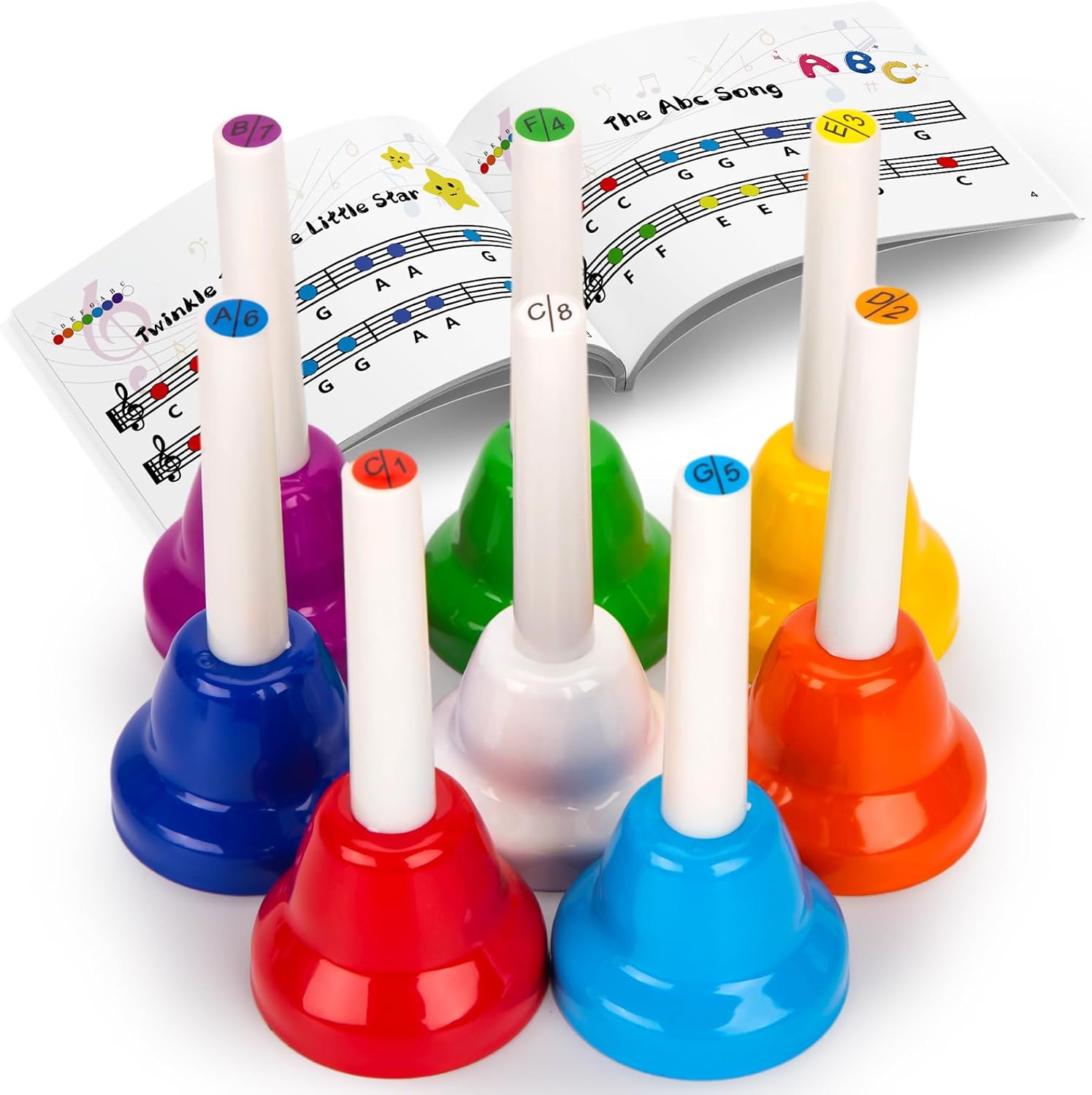 AMOR PRESENT Hand Bell Set for Kids, 8 Notes Diatonic