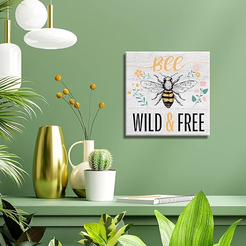 Miniatura 4 de Lienzo decorativo con texto en inglés «Country Be Flower» para decoración de pared, letrero de escritorio «Be Wild and Free Flower», póster de