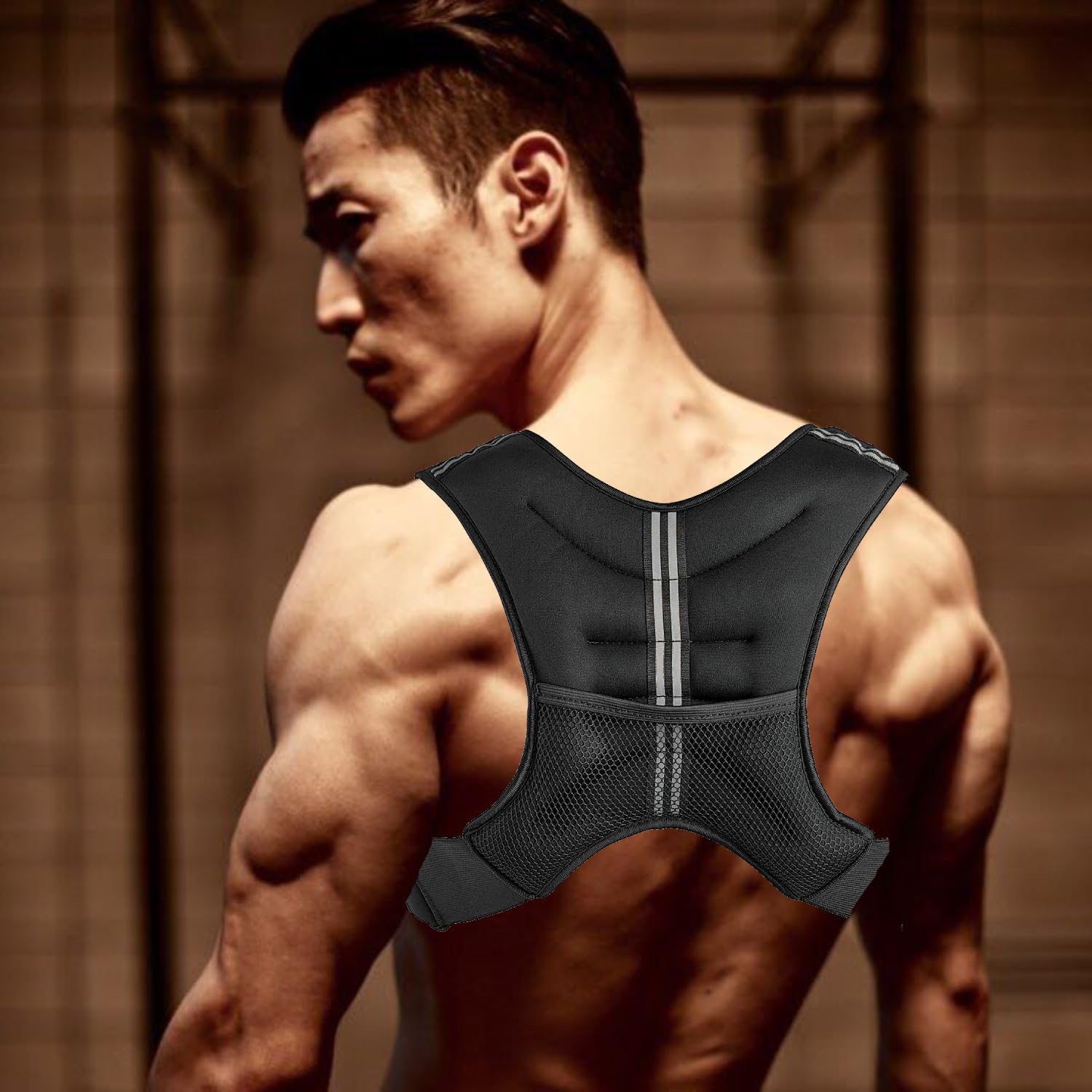 Gewichtsweste, 10 kg/22 lbs, Körpernahe Gewichtsjacke mit Eisengewicht, verstellbarer Schnallenriemen und reflektierendem Band, für Crossfit, Krafttraining, Street Workout und Laufen, Einheitsgröße