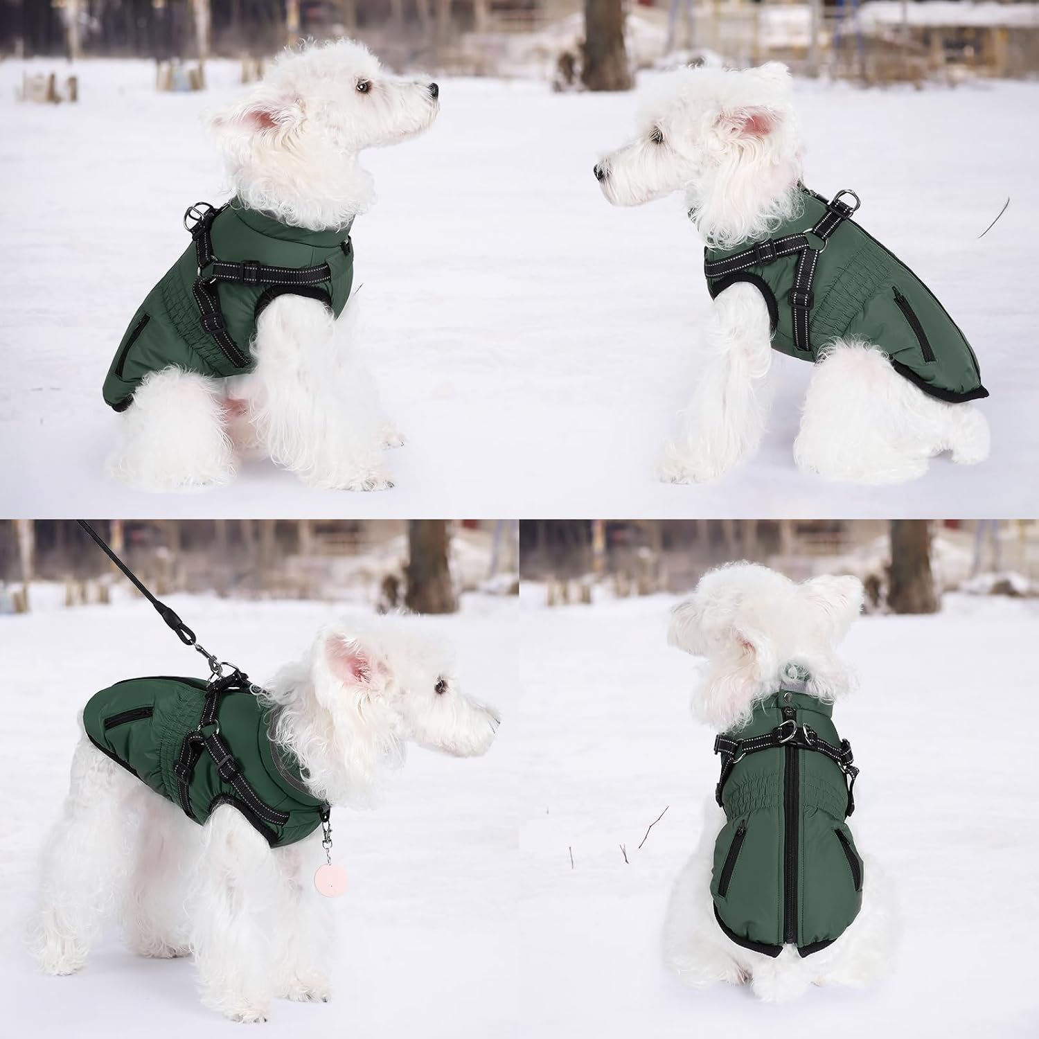 Gyuzh Dog Coat with Harness,Dog Coats for Small Dogs,Warm Fleece Winter Puppy Jacket,Waterproof Jacket with Harness Built in for Small Medium Large Dogs