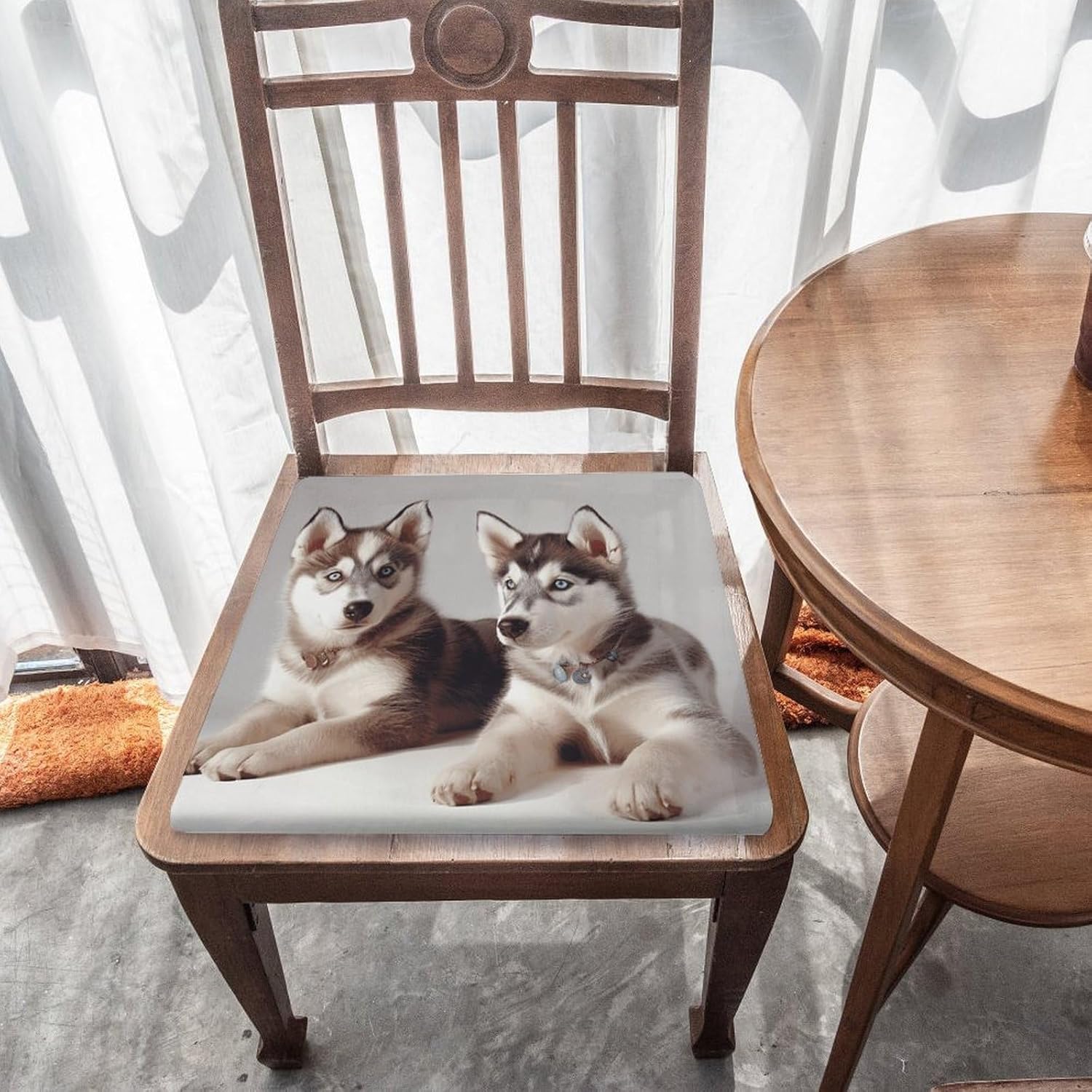 Dog Printing Chair Cushion Memory Foam Breathable Chair Pads Square Large Pillows Seating Comfort Meditation Floor Pillow Car Seat Cushion for Indoor/Outdoor Chairs