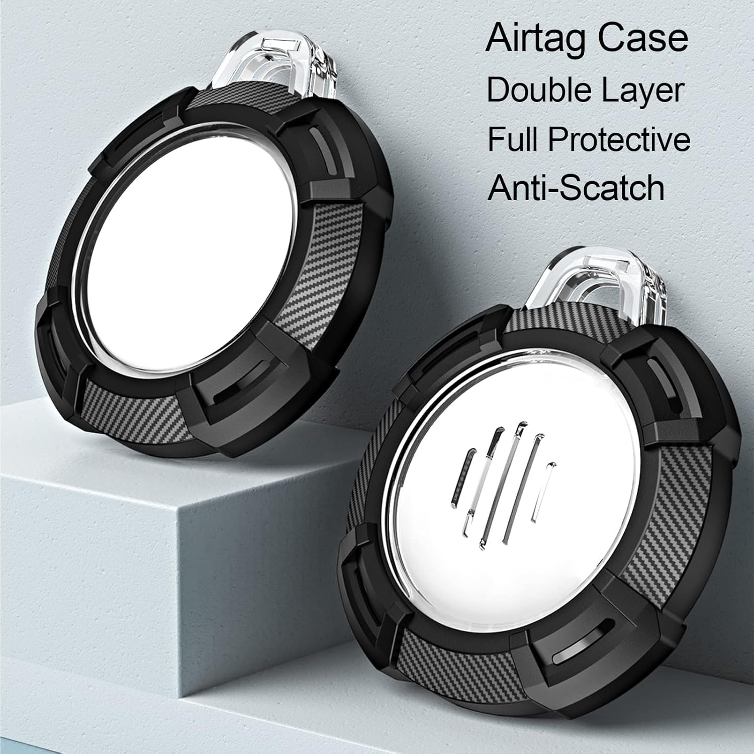 air tag holder case compatible apple airtag keychain full protective anti scratch air tag tracker cover with key ring for bag luggage dog collar bla