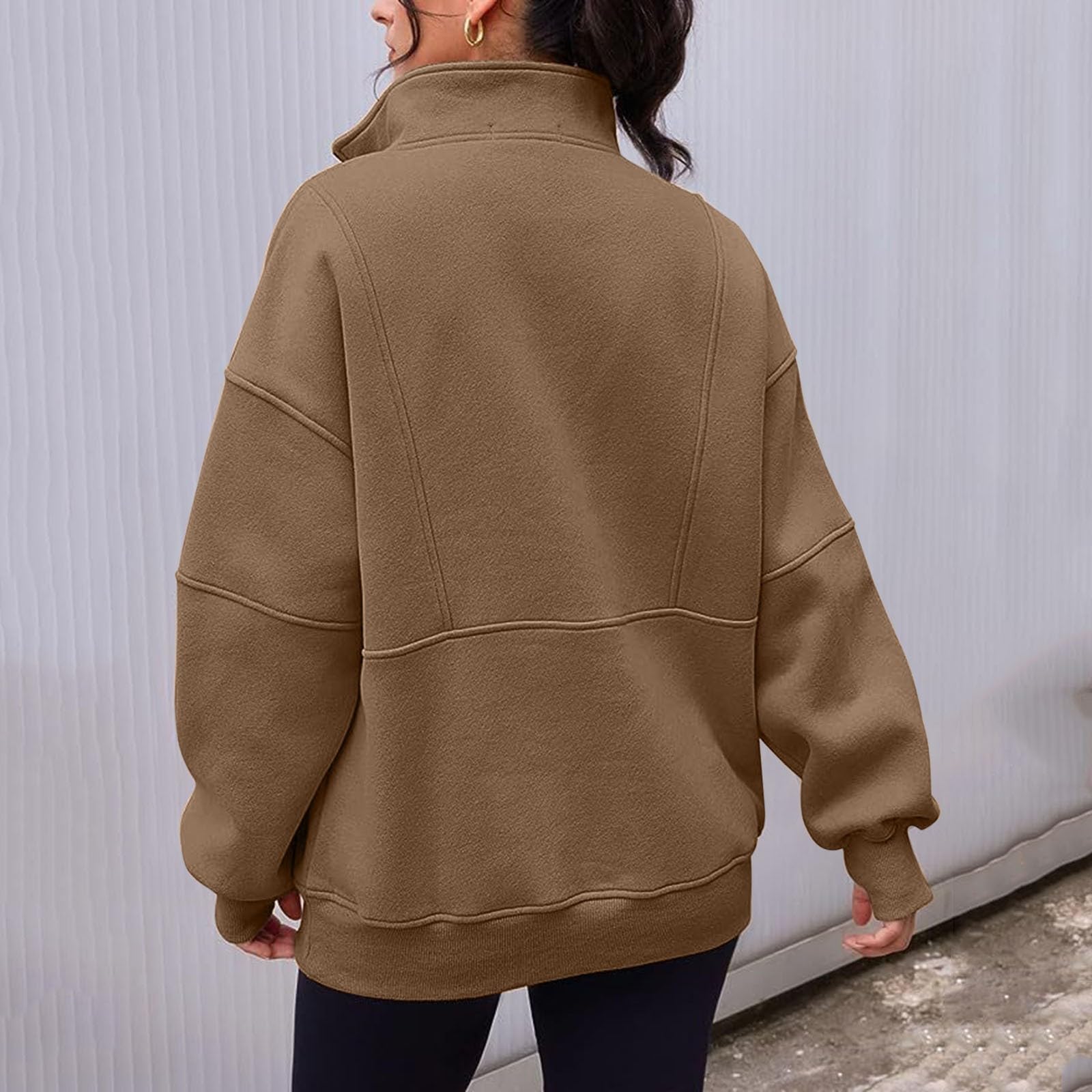 Sudaderas con cuello redondo y bloques de color para mujer, informales, personalizadas, con forro polar, cuello alto, ajuste holgado, con cremallera, lindos suéteres gráficos, delgados, de dibujos