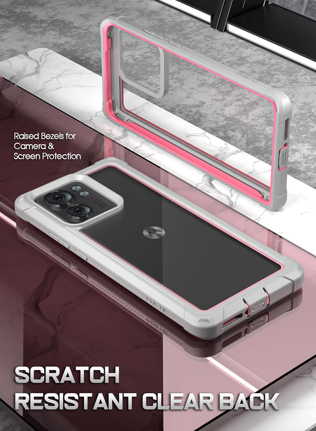 Poetic Guardian Custodia Per Motorola Moto Edge 2023 – Antiurto Grado Militare Con Protezione Schermo – Trasparente