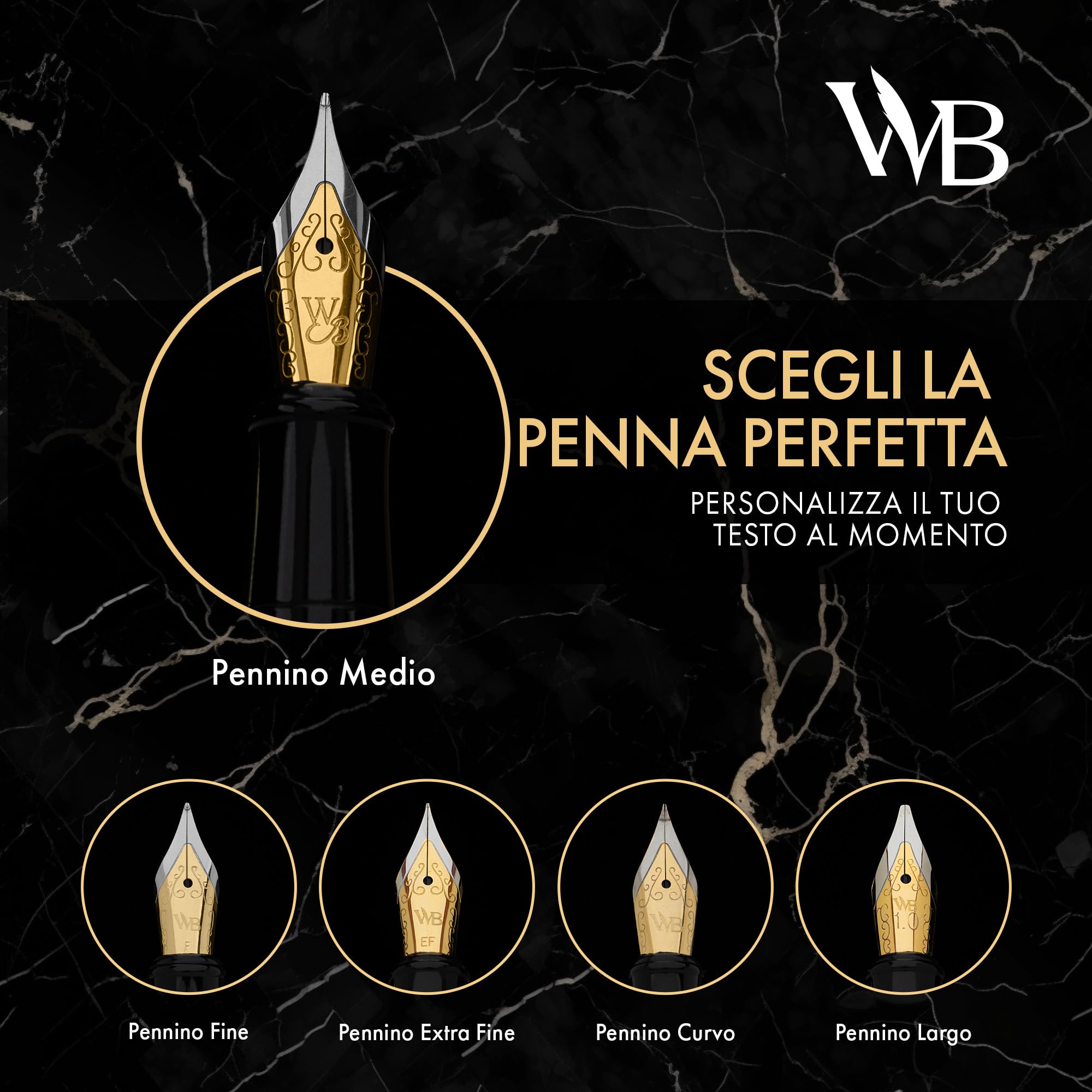 Wordsworth & Black Set di penne stilografiche, Pennino medio, 24 cartucce inchiostro e convertitore, Oro nero