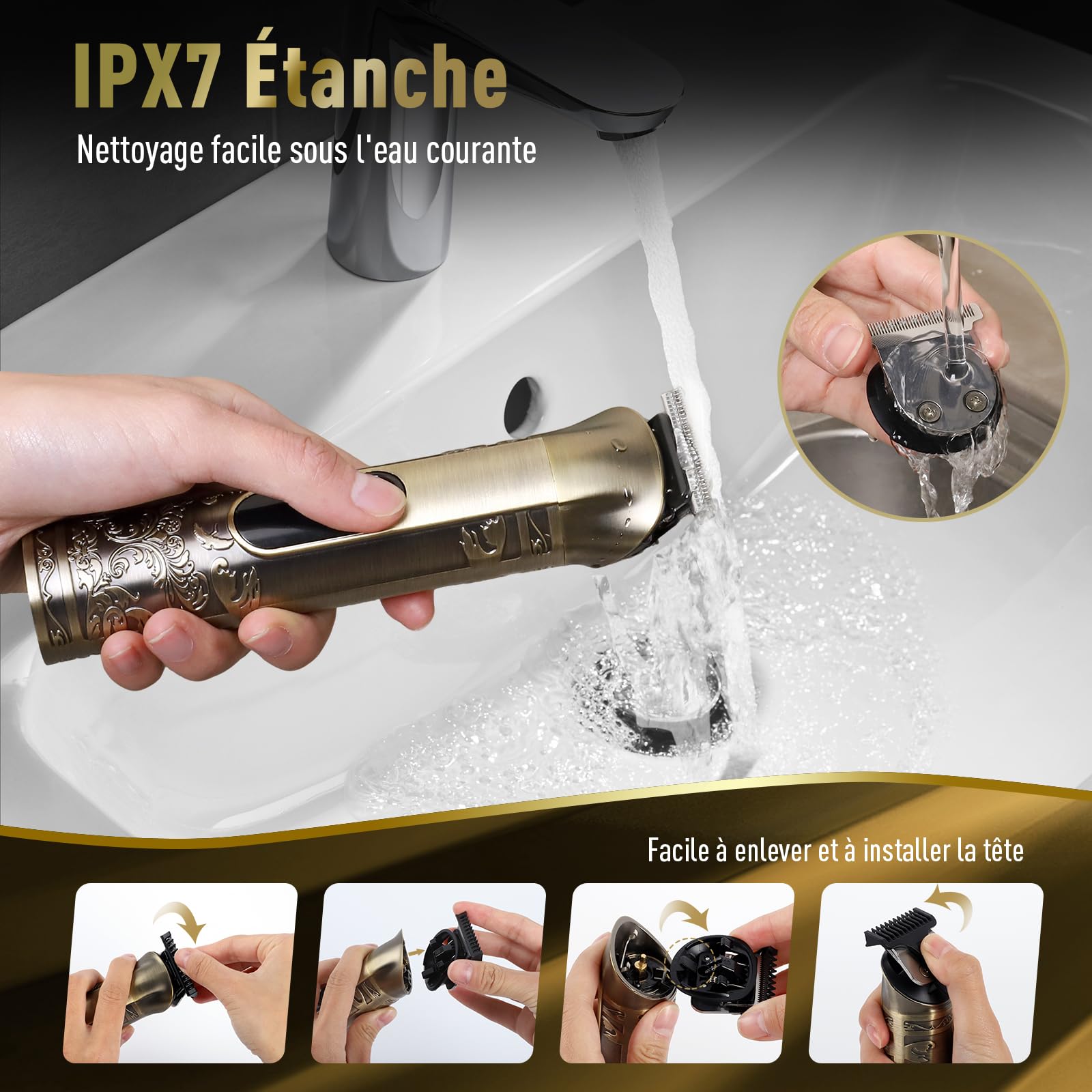 Tondeuse Cheveux Hommes, Kit Professionnel 17-en-1 avec Tondeuse Barbe Homme et Écran LCD ainsi que Tondeuse Finition Zero Gapped Rechargeable USB-C pour un Soin du Corps Complet Homme