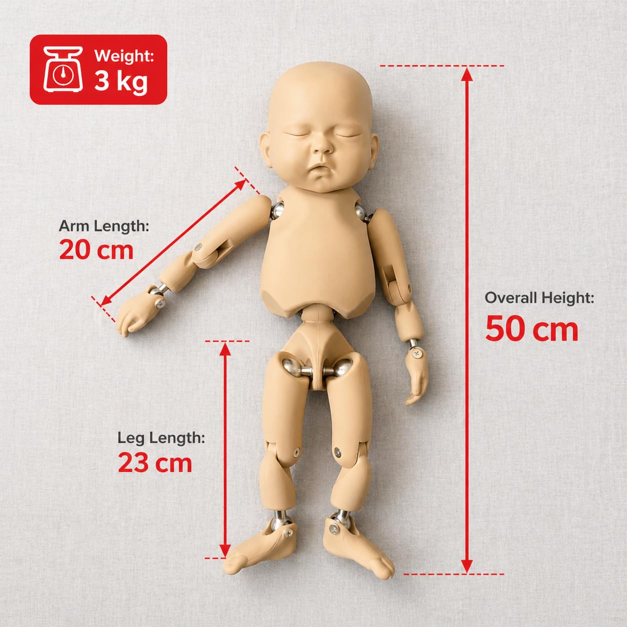 Poseable silikonowa lalka fotograficzna dla noworodka z przegubami kulowymi, realistyczny rekwizyt treningowy dla niemowląt do ćwiczeń fotograficznych