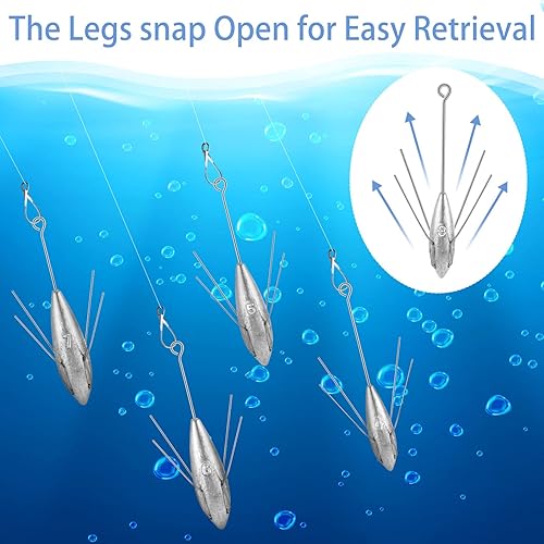 Miniatura 7 de 5 Pcs Sputnik Sinker Fishing Equipment Long Tail Fishing Weights Saltwater Surf Casting Sinkers Catfish Beach Spider Weights for Ocean Sea Sand 3 oz