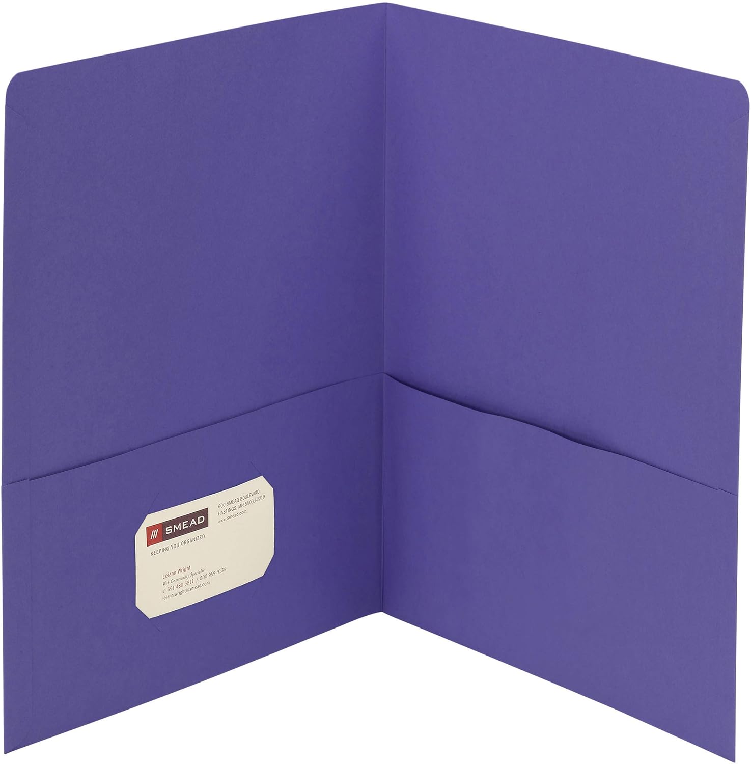 Smead Two-Pocket Heavyweight Folder, Paper Folders with Pockets, Letter Size, Purple, 25 per Box (87864)