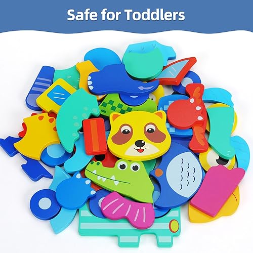 Miniatura 2 de QZMTOY Rompecabezas de madera para niños pequeños, juguetes Montessori para niños y niñas de 1, 2, 3 años, juguetes educativos de aprendizaje para