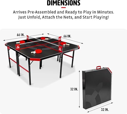 Miniatura 5 de EastPoint Sports Tenis de mesa Hyper Pong de 4 vías: diversión de mashup de ping pong cuadrado para toda la familia