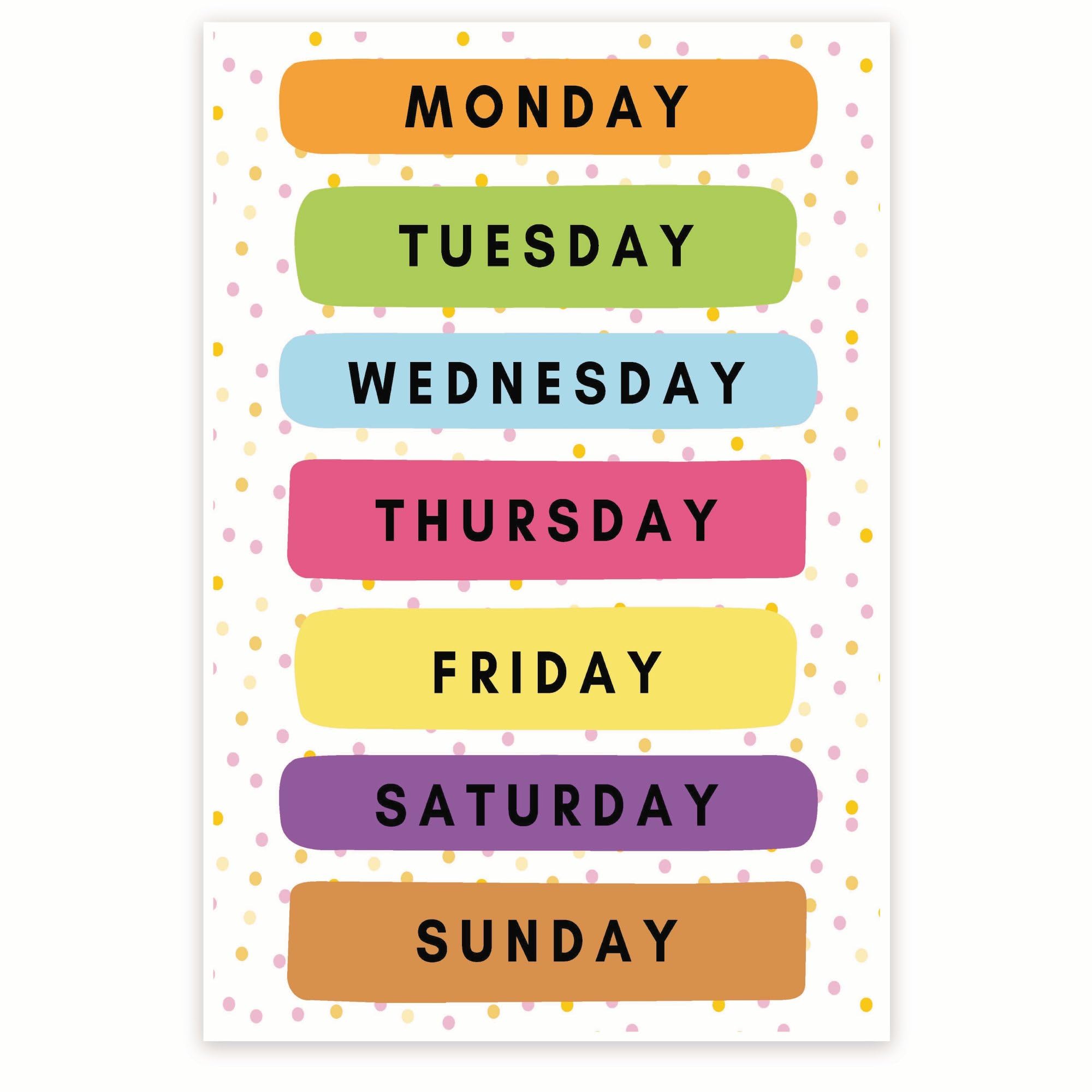 Bliss Monkey Co. Days Of The Week - Pre-K Kindergarten 1st Grade - Early Learning Classroom Resources - Classroom Poster - 12 x 18 Inch Poster - Unframed - Premium 100lb Gloss - Made In USA - BMCP003