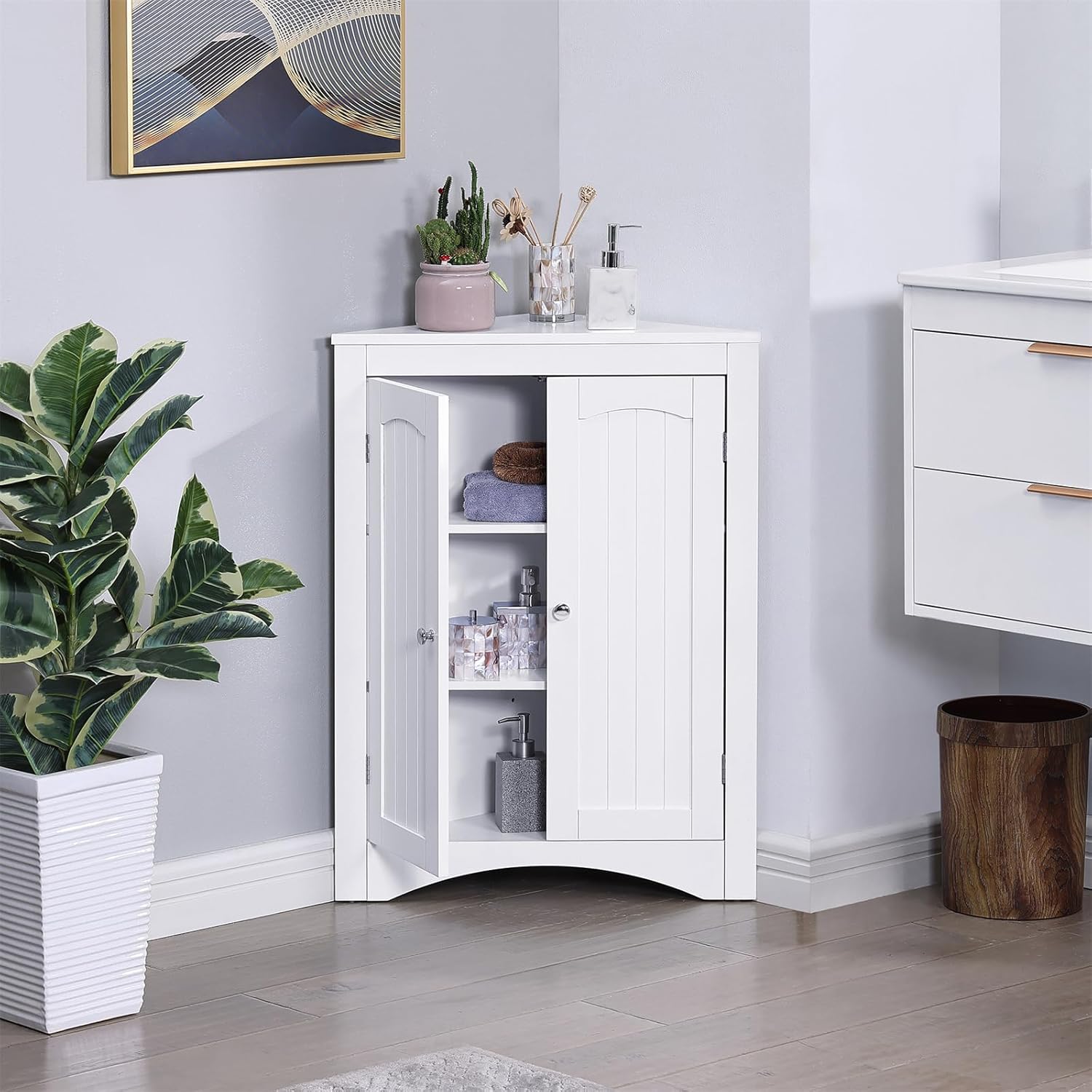 Amazon.com: LKTART Bathroom Storage Cabinet Corner Cabinet Floor ...