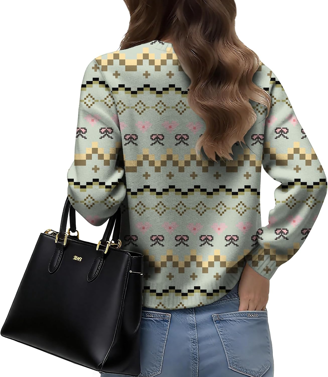 LIZALIG Womens Long Sleeve Print Pullover Sweater Round Neck Relaxed Fit Soft Comfortable Chic Fall Fashion Trendy - Image 2