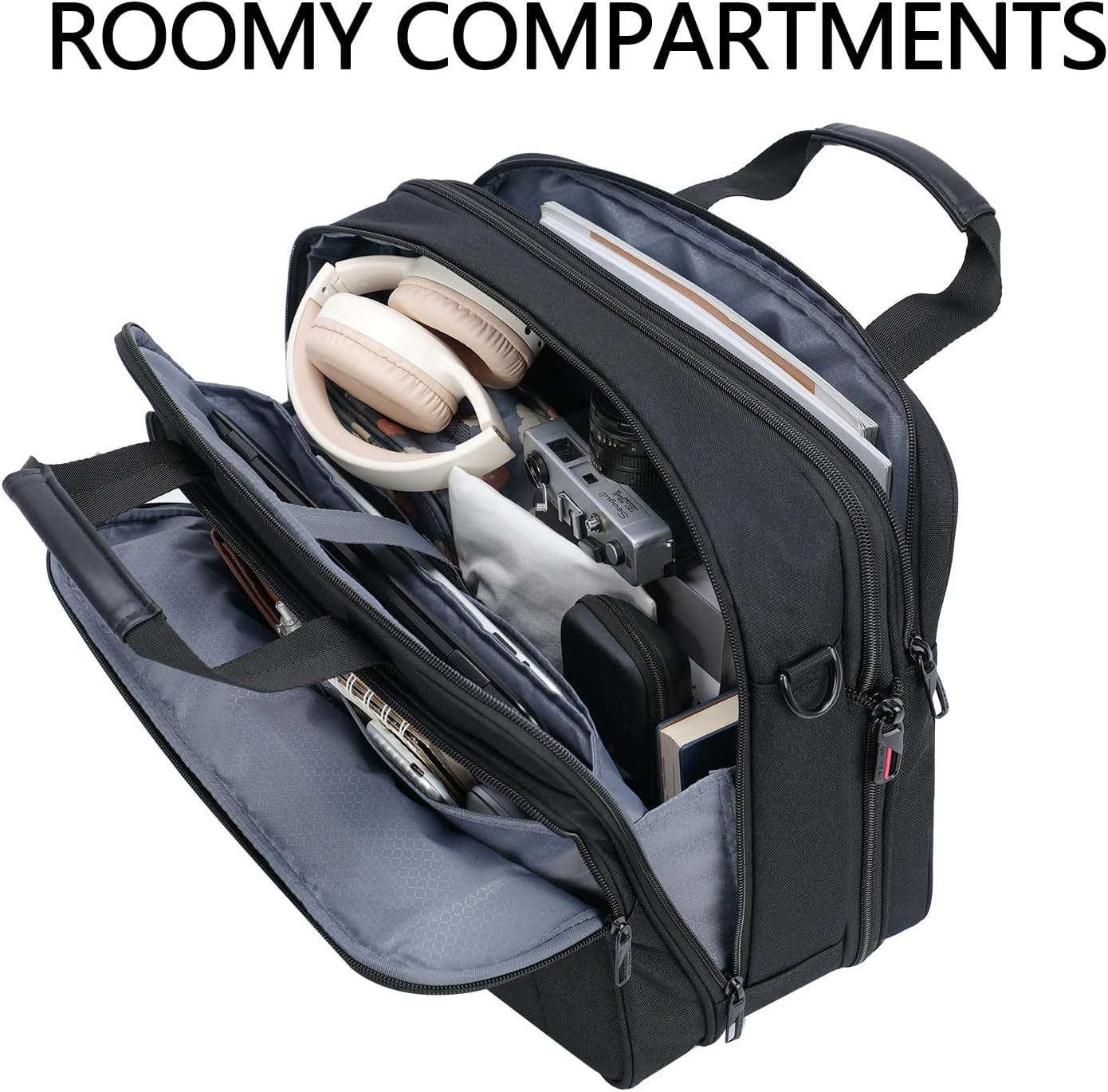 VANKEAN Laptop Briefcase Premium Laptop Case Fits Up to 15.6 Inch Business Shoulder Bag Laptop Expandable Water-Repellent Messenger Bag for Men/Women Computer Bag for Travel/Business/Black