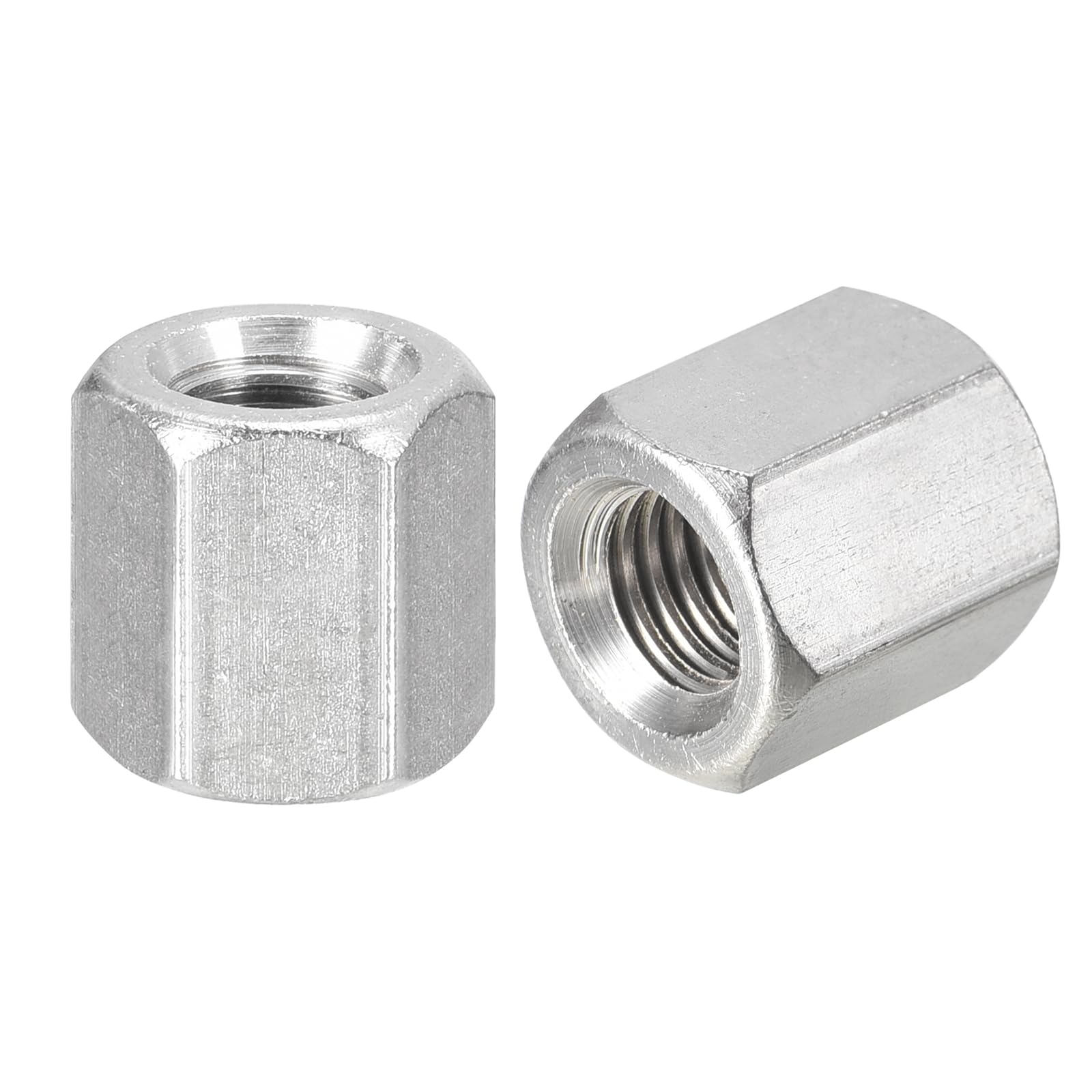 uxcell M12 x 1.75-Pitch 20mm Length Coupling Nuts, 4pcs 304 Stainless Steel Metric Hex Rod Coupling Nuts