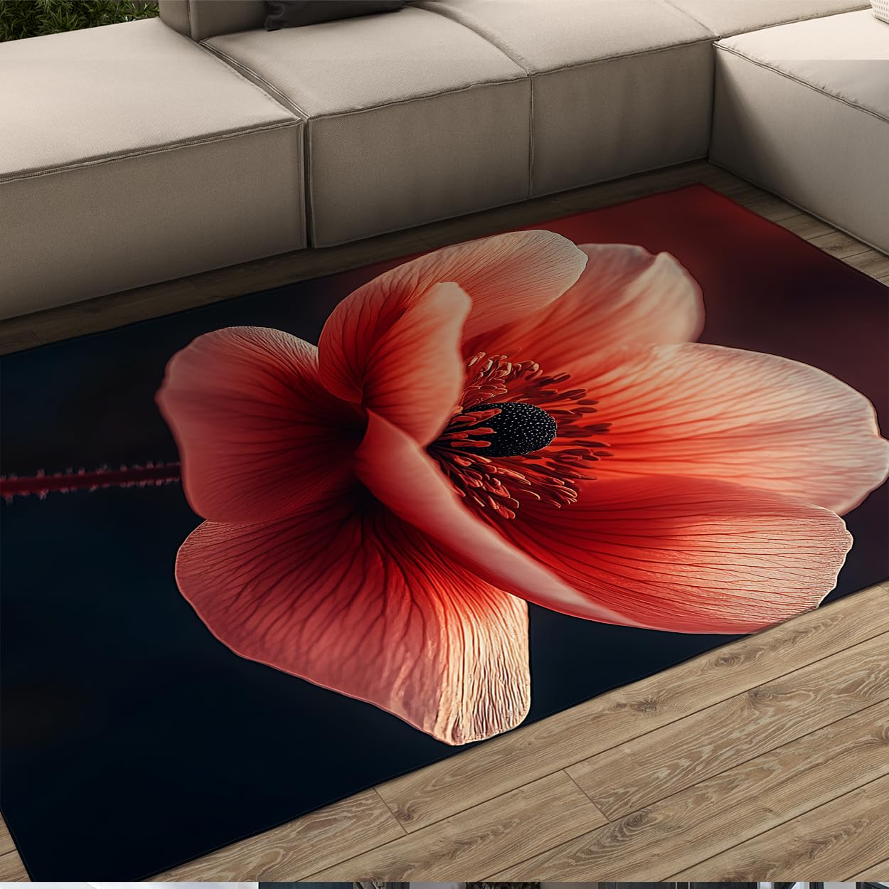 Tapis de salon moderne rouge lavable 100x150 tapis de chambre esthétique
