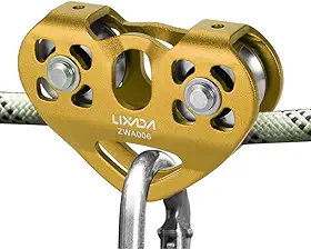 LIXADA Polia de tirolesa dupla de velocidade em tandem 30KN para cabos de 1/4 5/16 3/8 1/2 tirolesa de quintal, transporte, equipamento e fins comerciais, comporta até 3039 kg